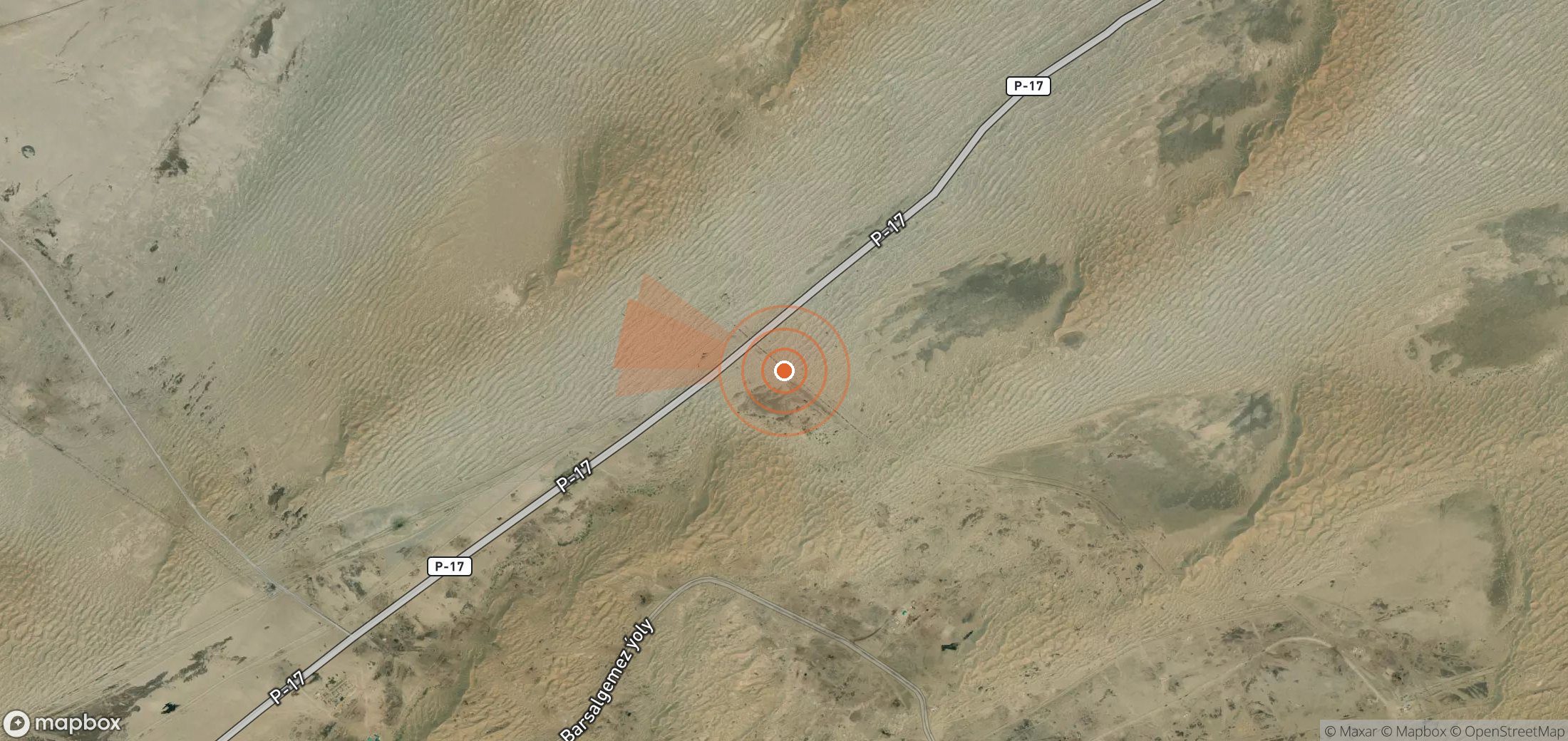 Satellite map of methane plume locations in Turkmenistan