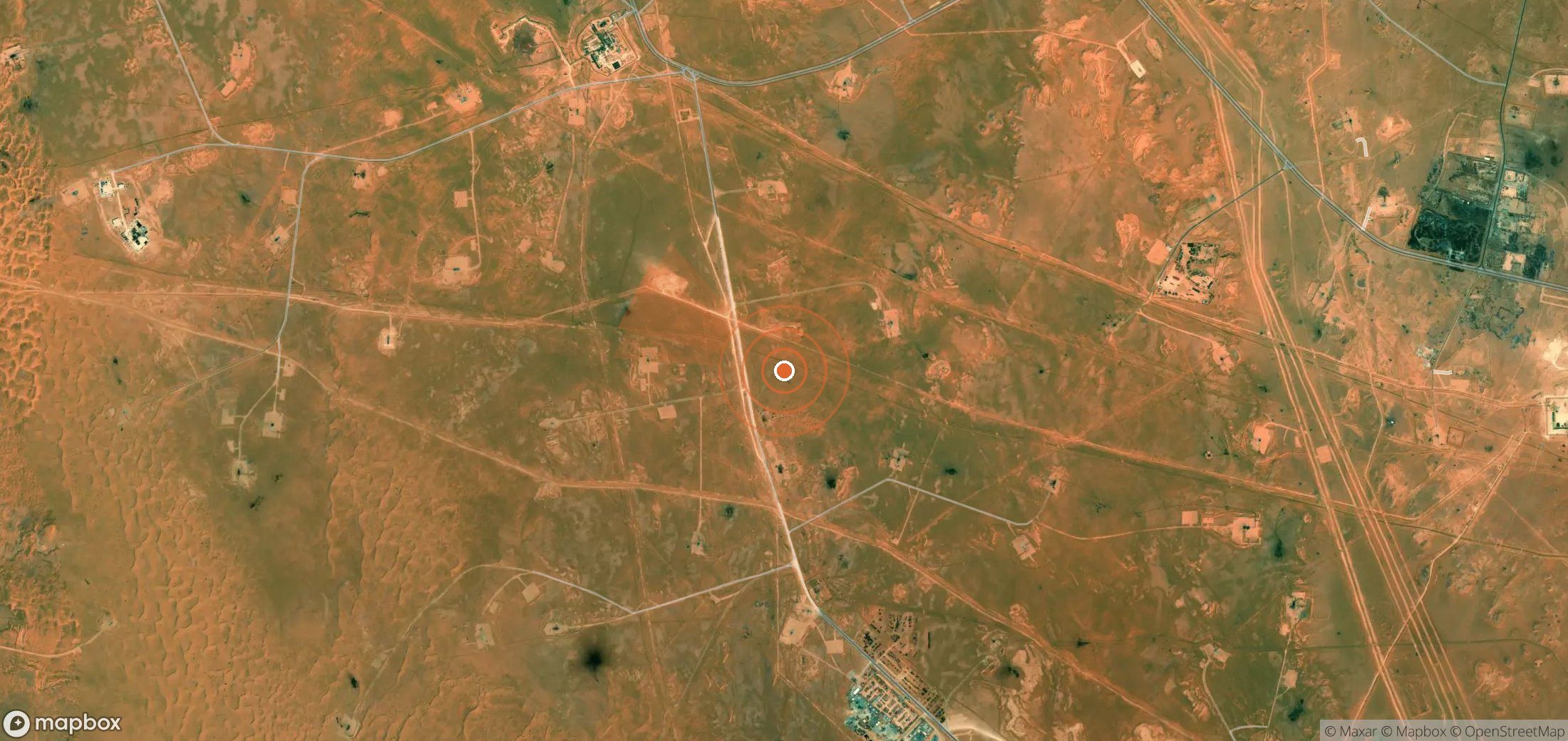 Mapa satelital de plumas de metano en Argelia