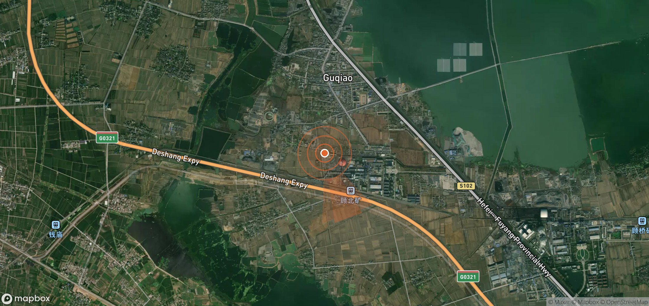 Satellite map of methane plume locations in China