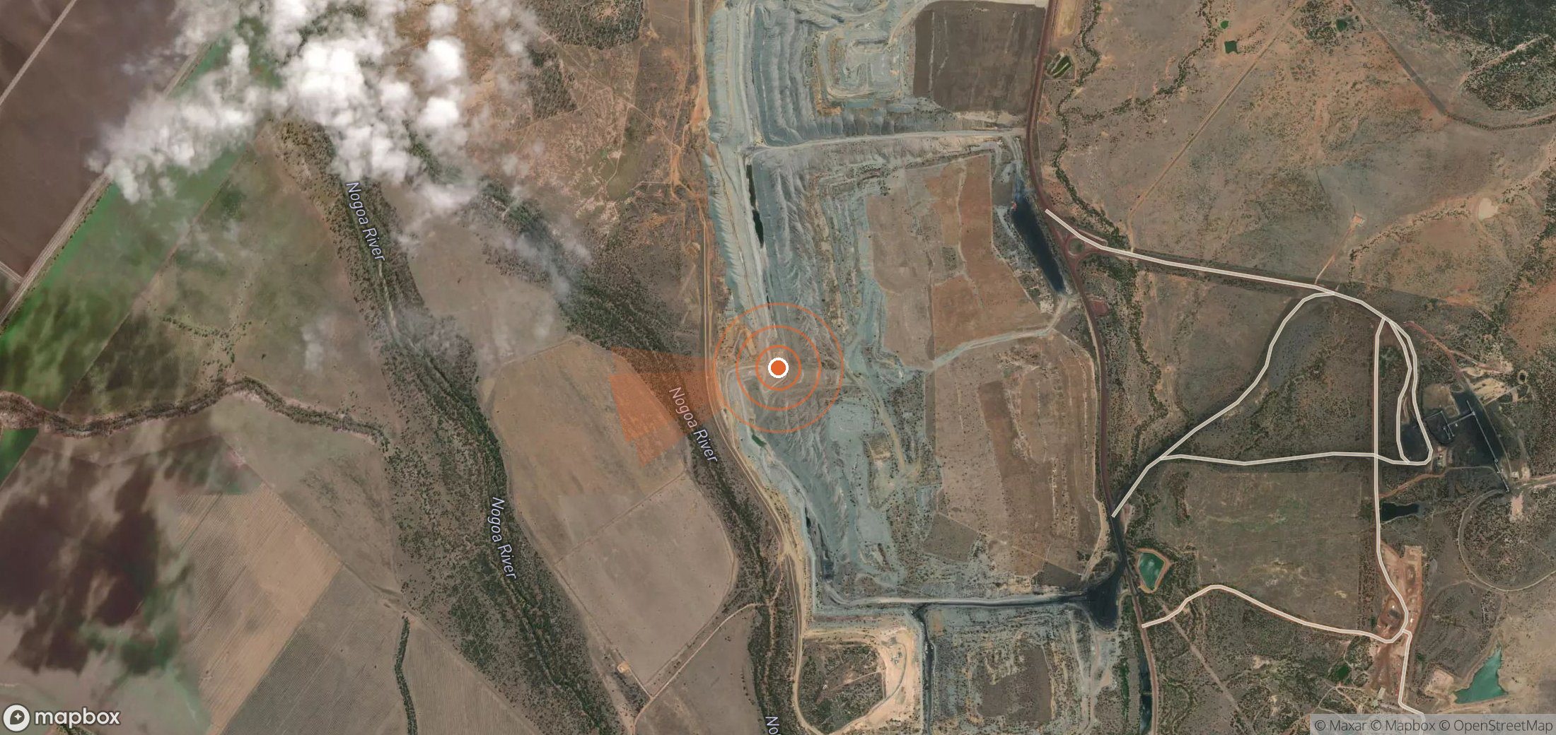 Satellite map of methane plume locations in Australia