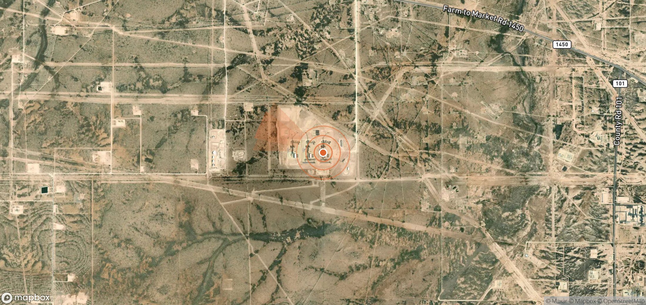 Mapa satelital de plumas de metano en Estados Unidos