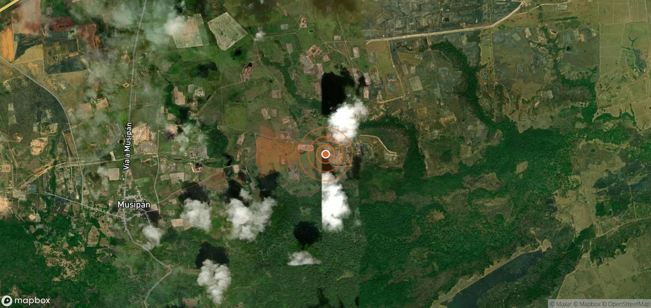 Satellite map of methane plume locations in Venezuela