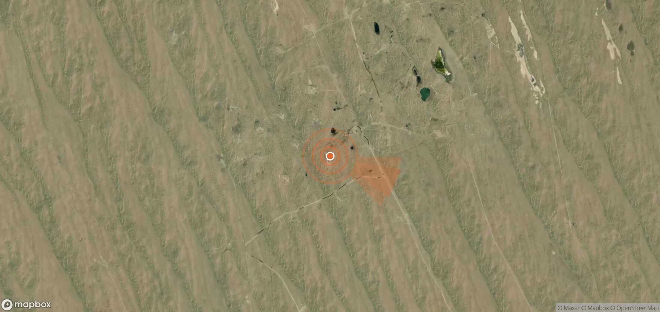 Mapa satelital de plumas de metano en Turkmenistán