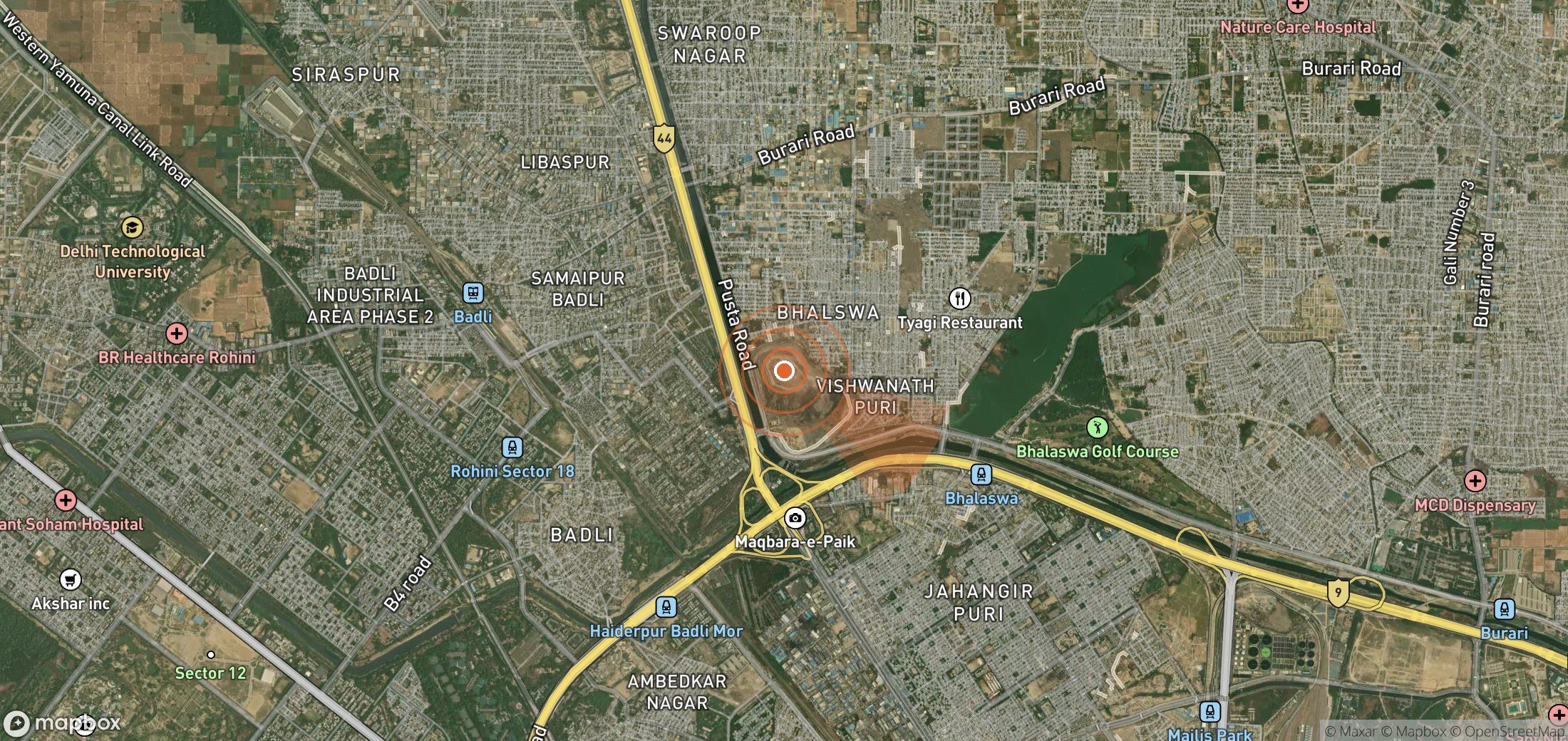 Satellite map of methane plume locations in India