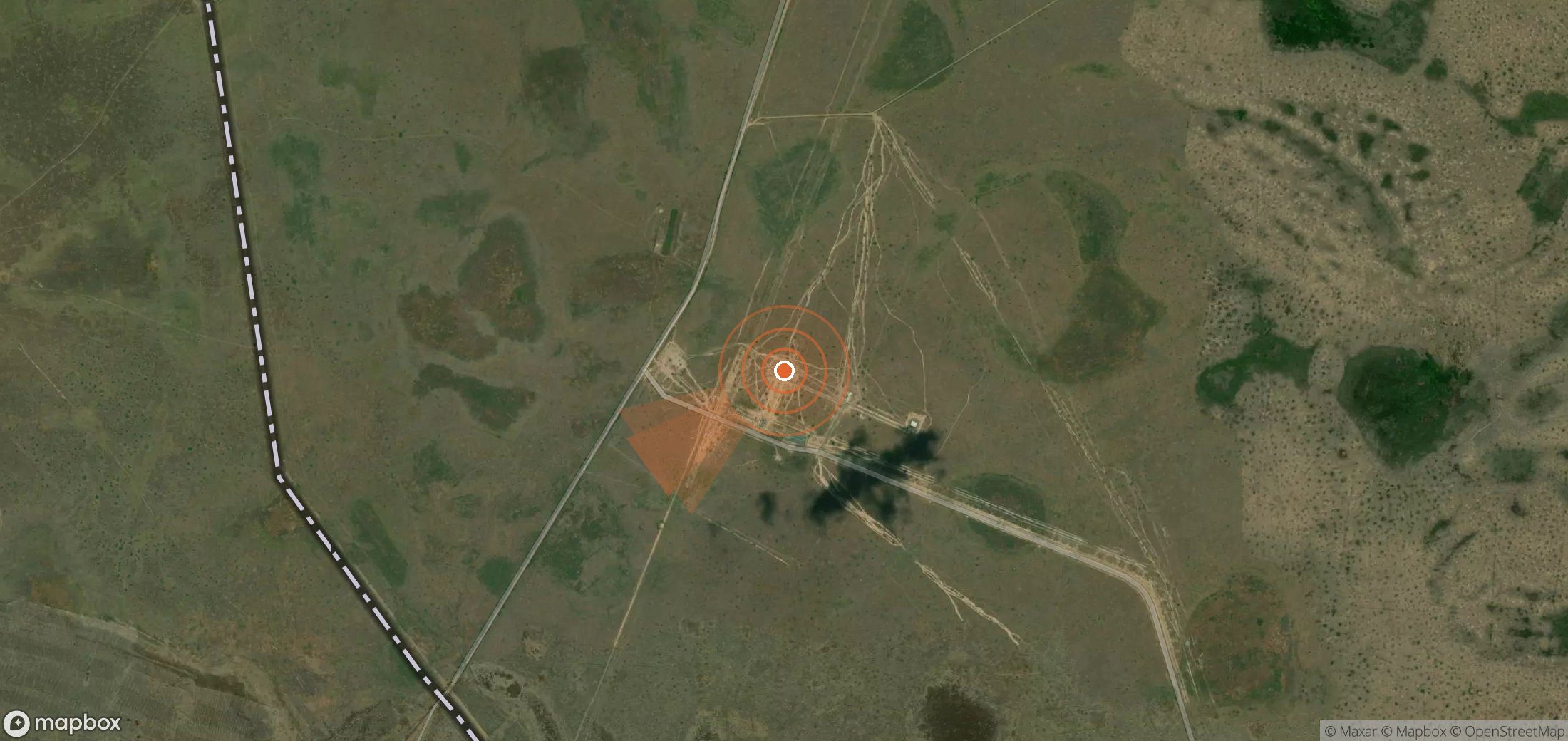 Satellite map of methane plume locations in Kazakhstan