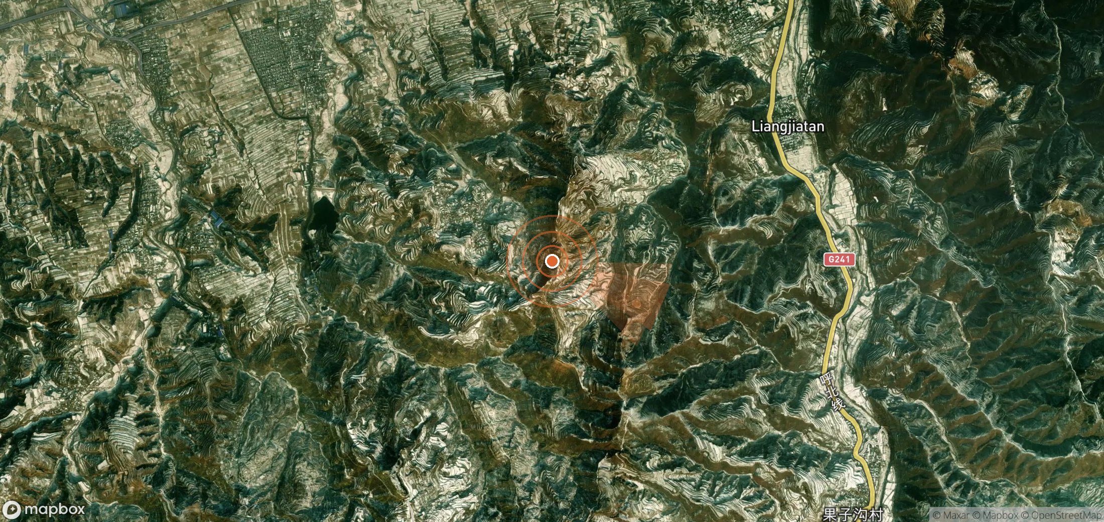 Satellite map of methane plume locations in China