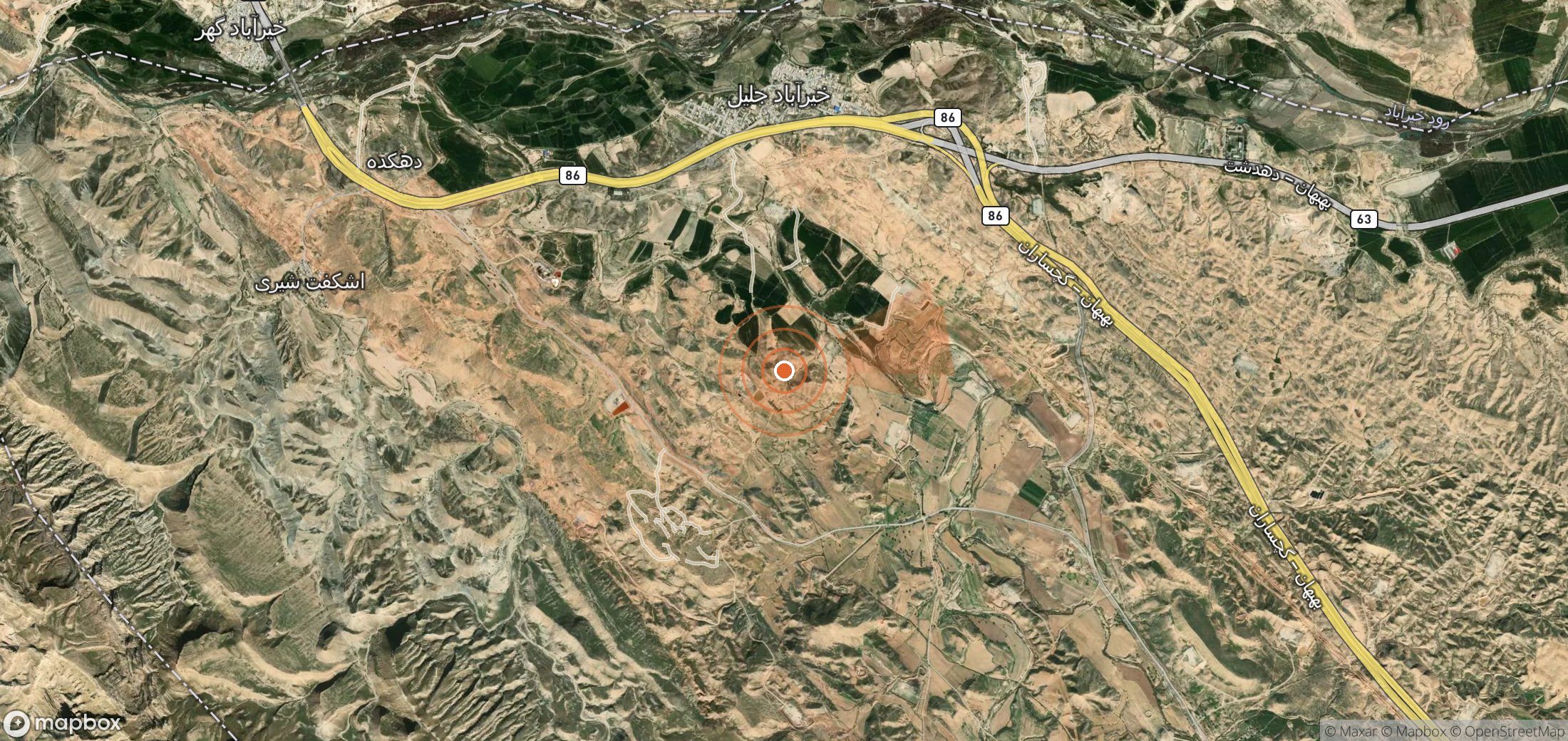 Satellite map of methane plume locations in Iran