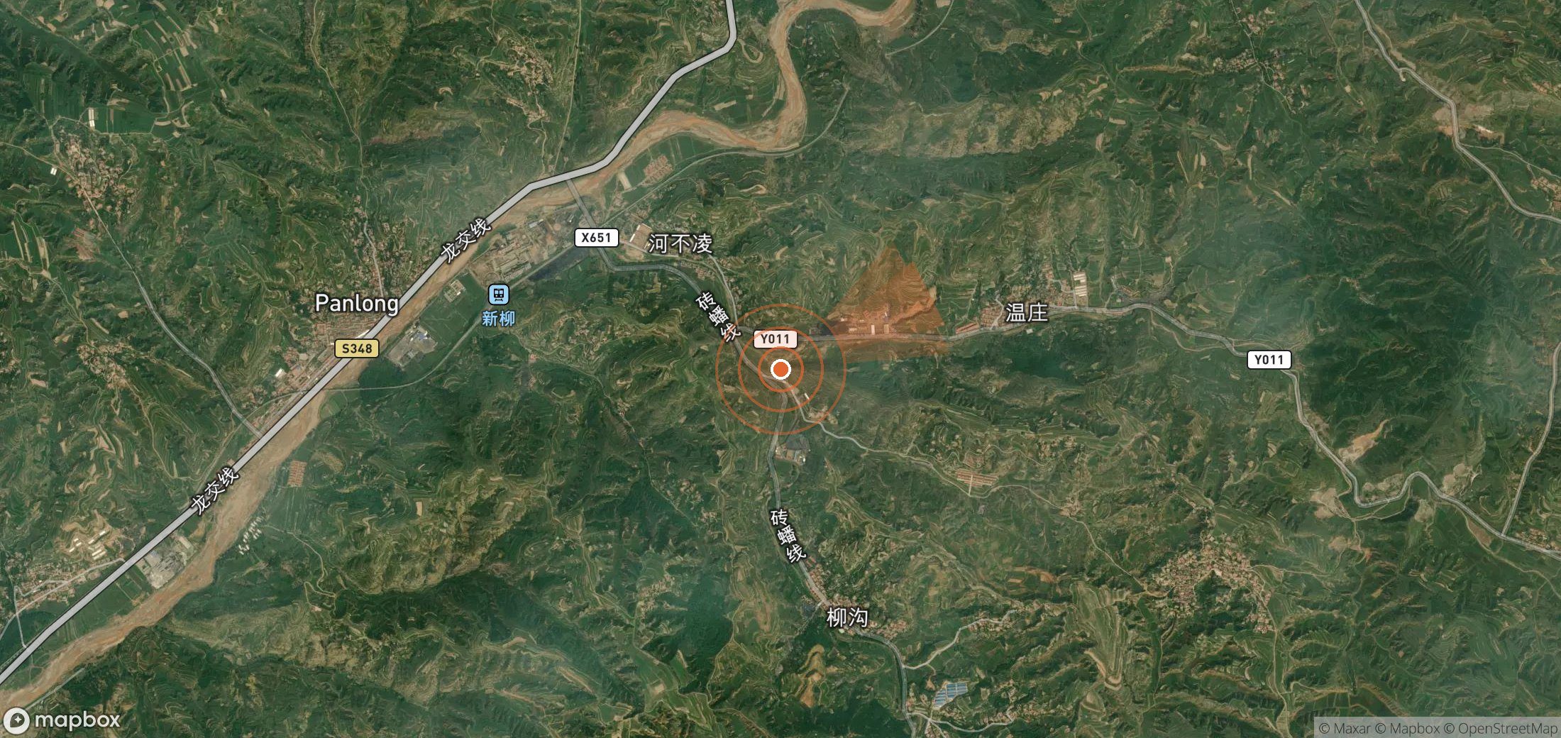 Satellite map of methane plume locations in China