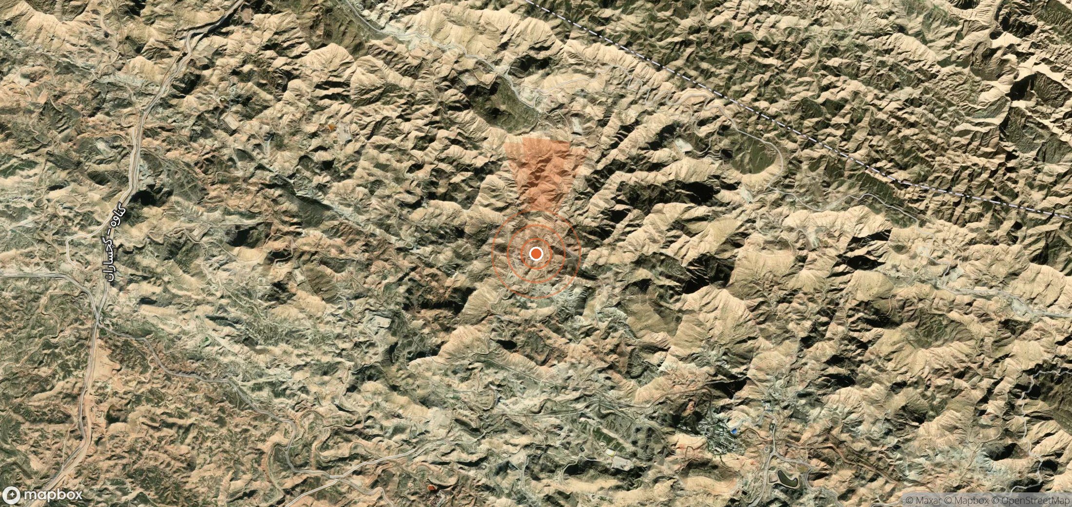 Satellite map of methane plume locations in Iran