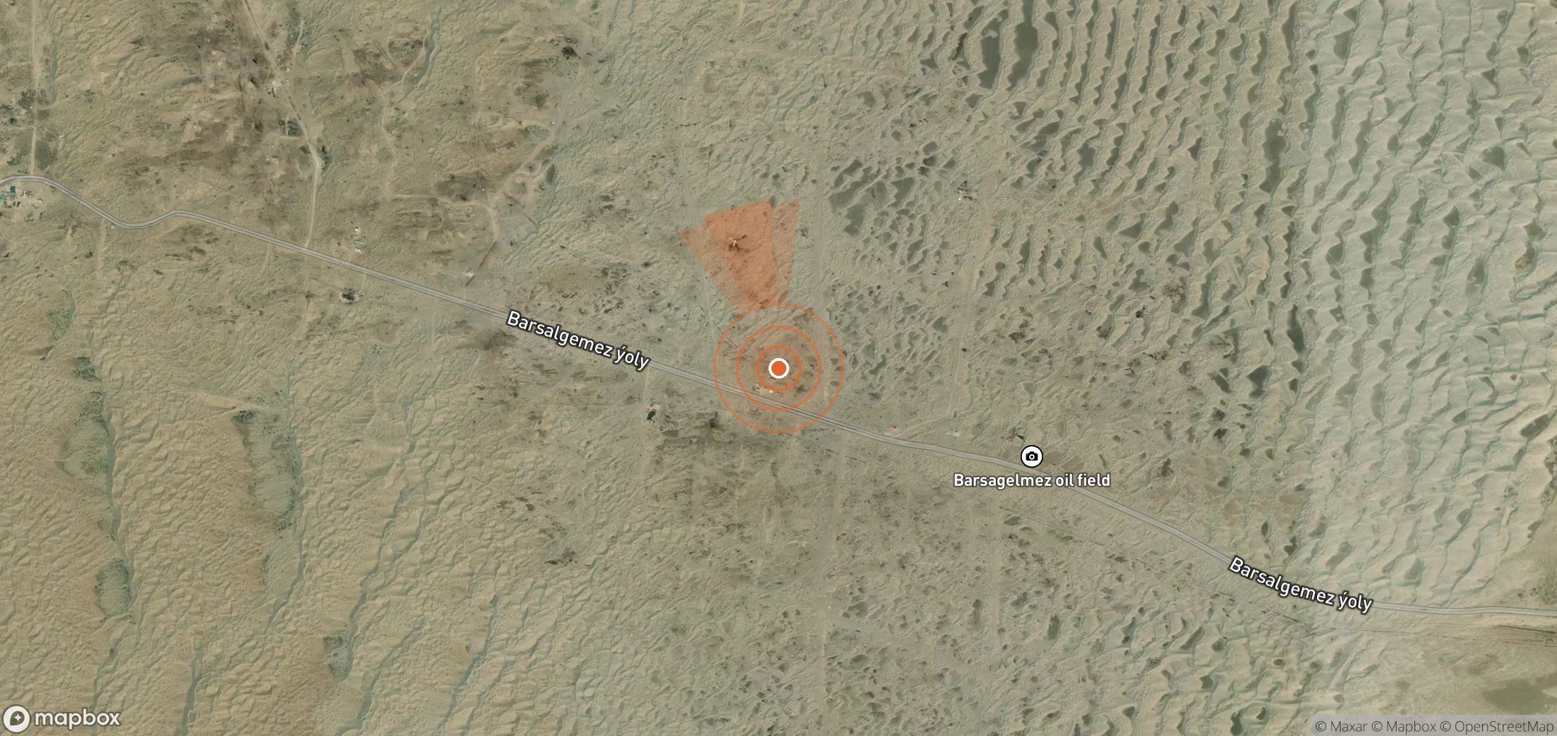 Satellite map of methane plume locations in Turkmenistan