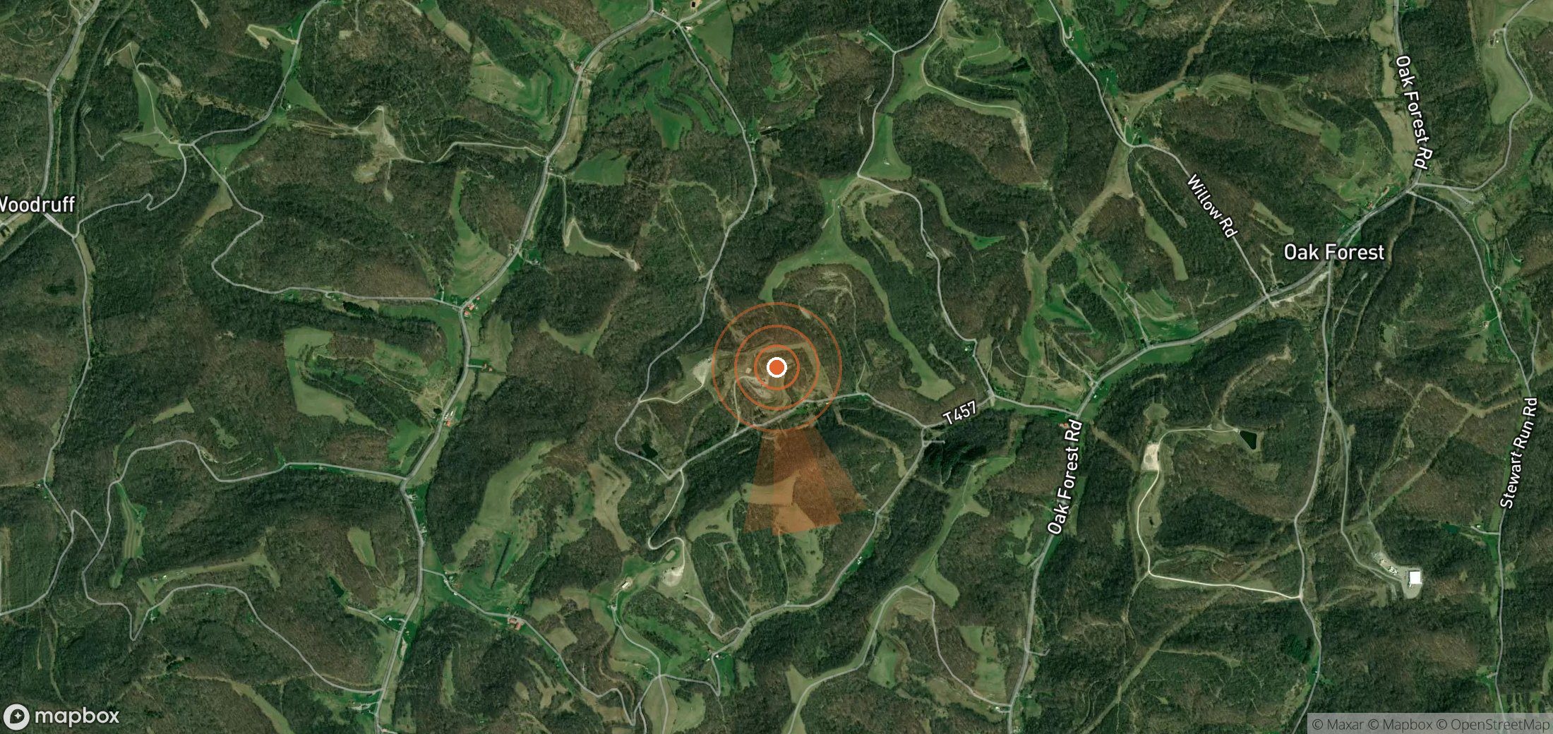 Mapa satelital de plumas de metano en Estados Unidos