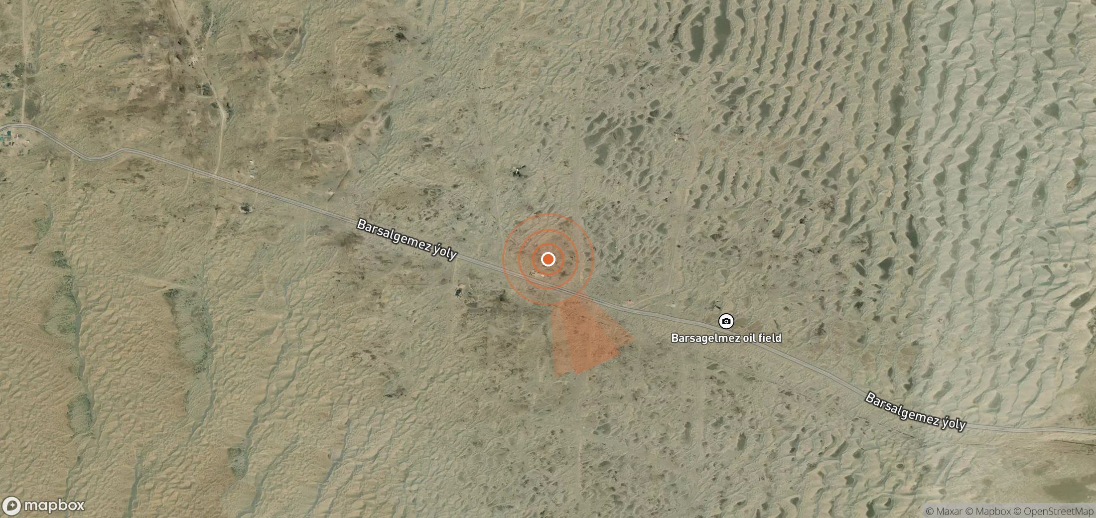 Satellite map of methane plume locations in Turkmenistan