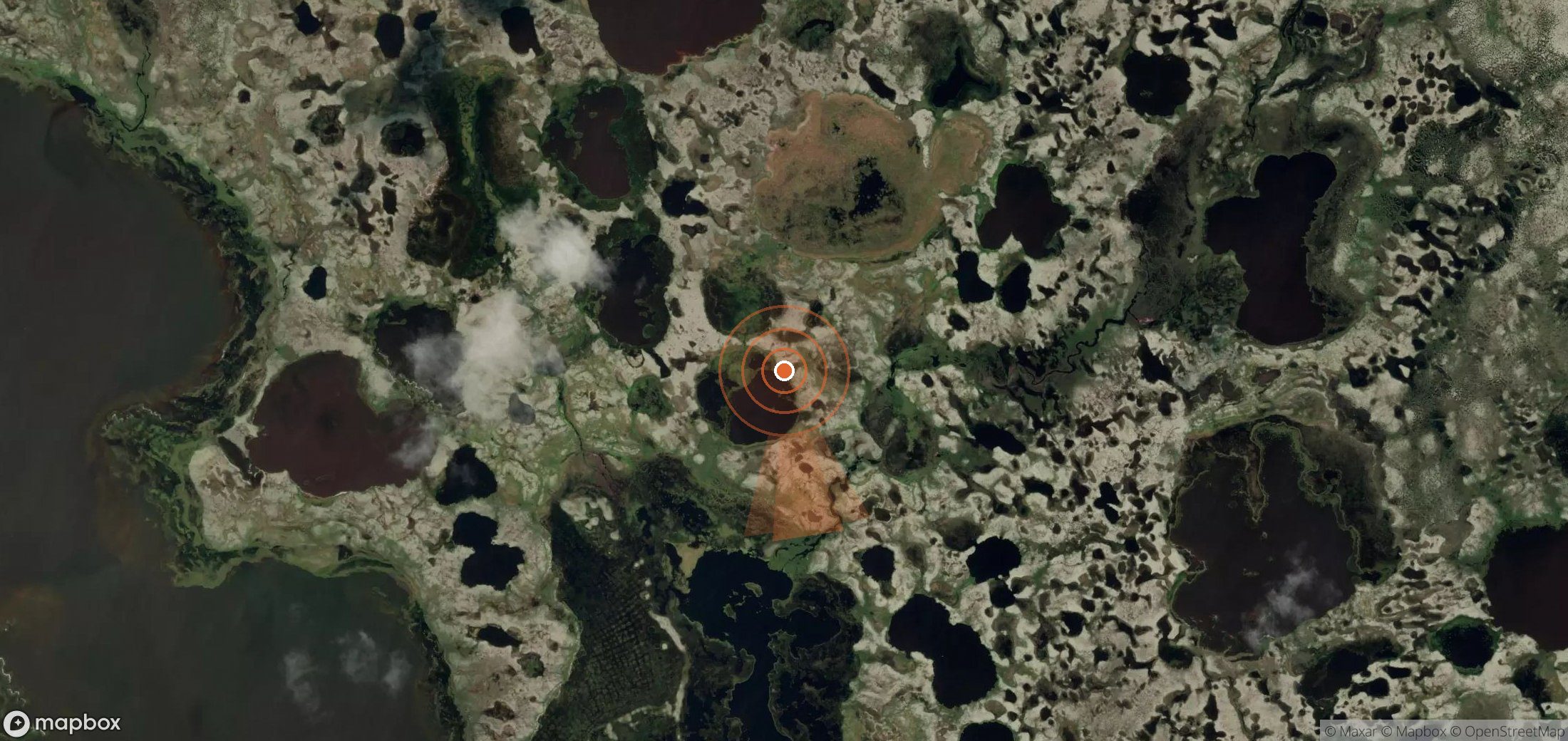 Satellite map of methane plume locations in Russia