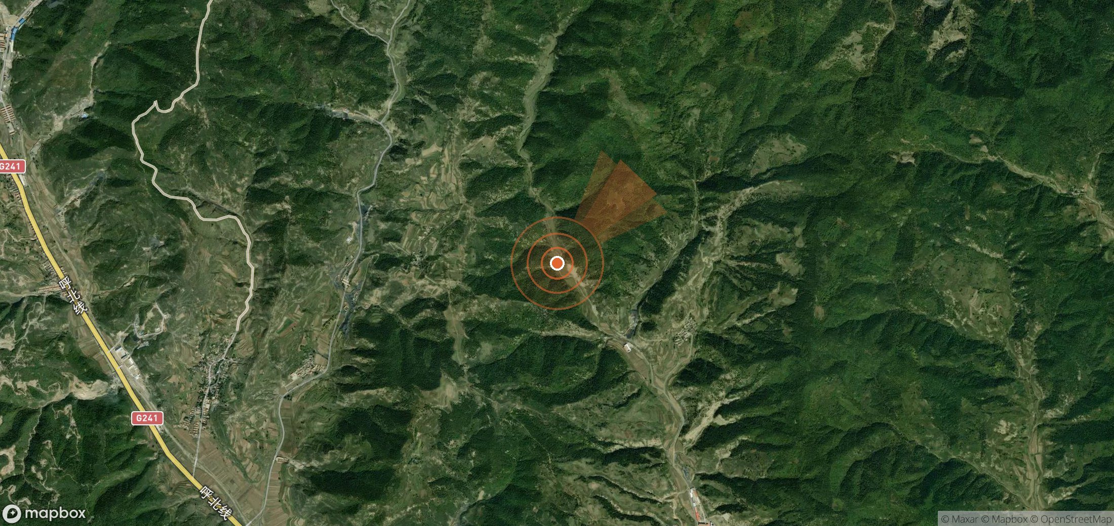 Satellite map of methane plume locations in China