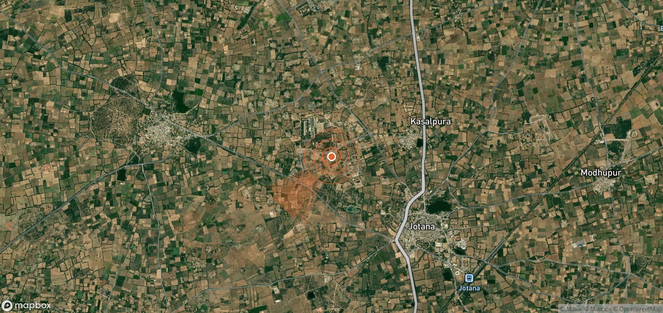 Satellite map of methane plume locations in India