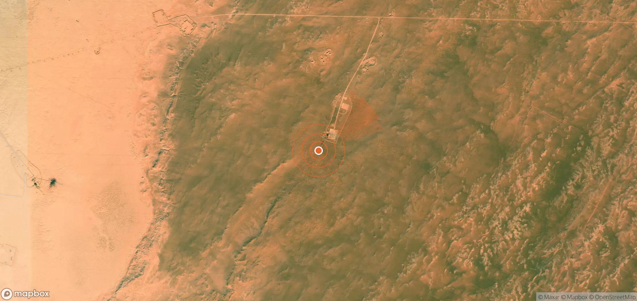 Mapa satelital de plumas de metano en Argelia