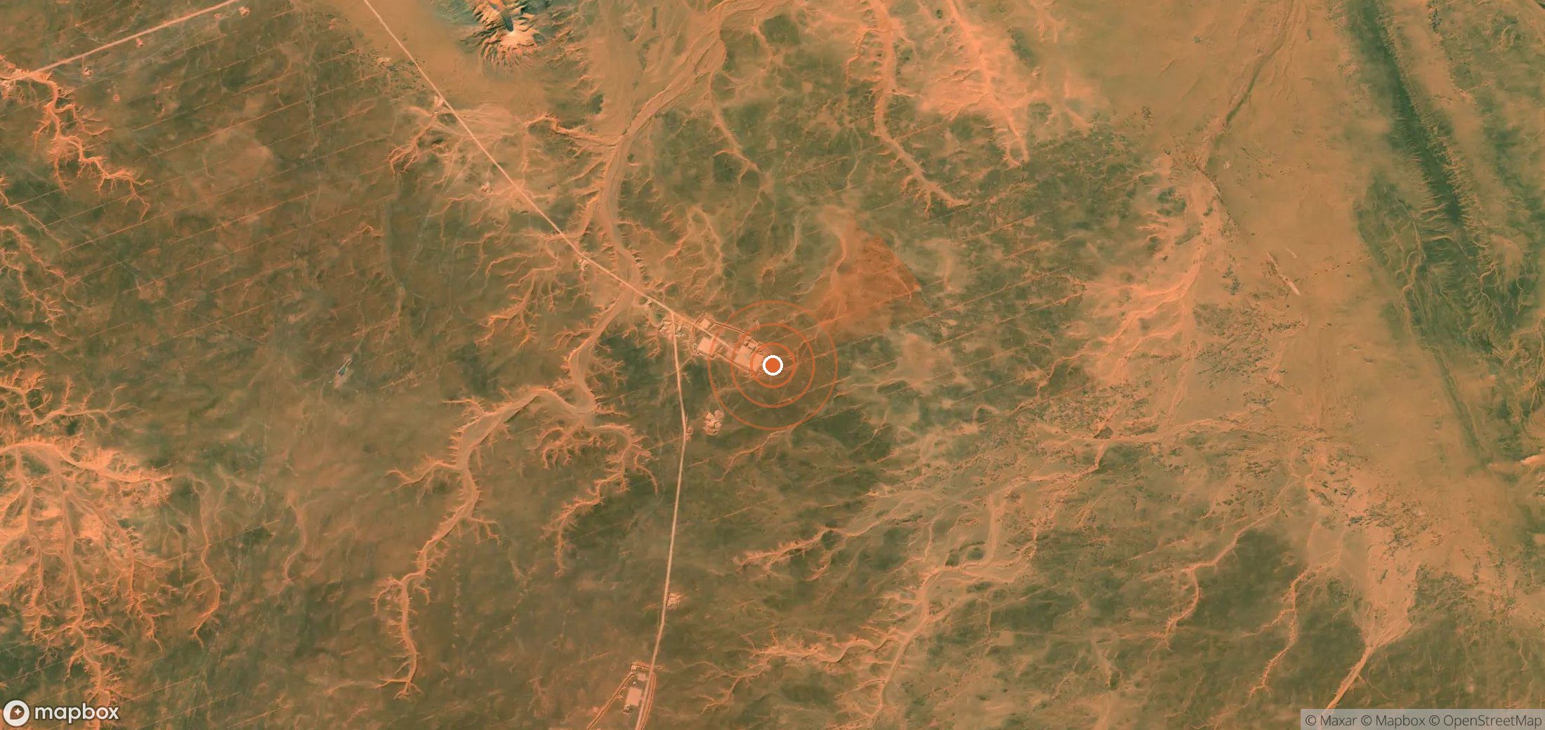 Satellite map of methane plume locations in Algeria