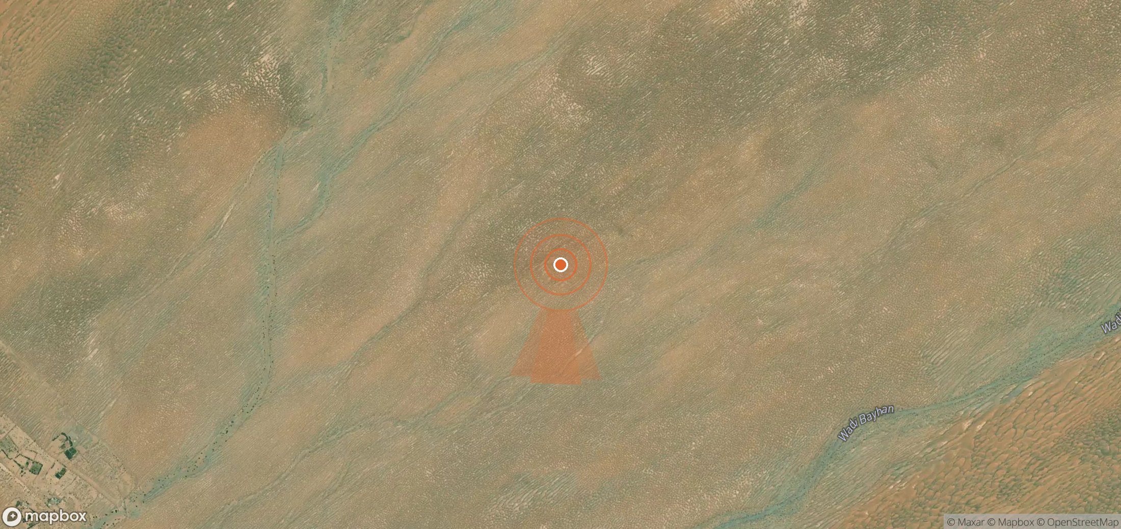 Satellite map of methane plume locations in Yemen