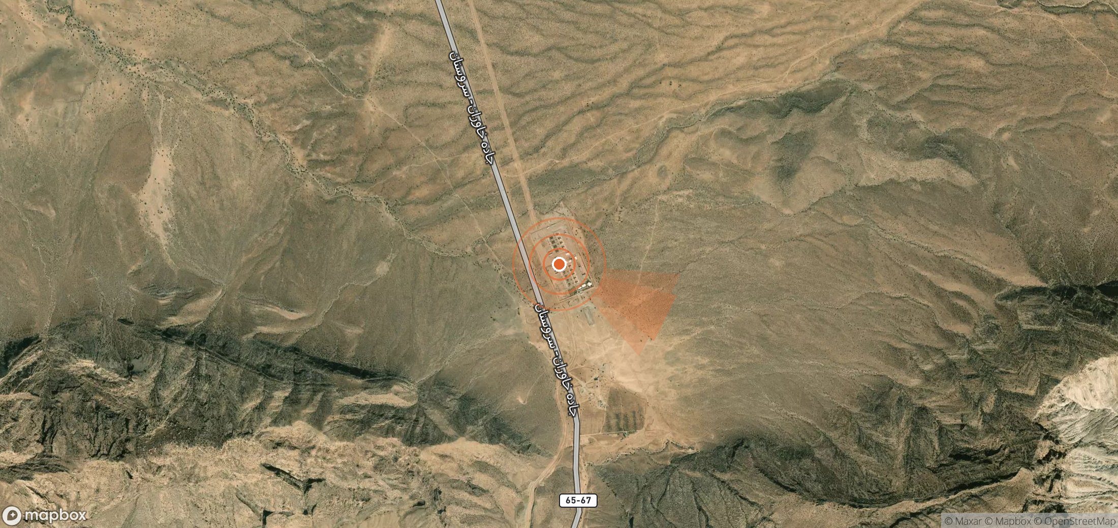 Satellite map of methane plume locations in Iran