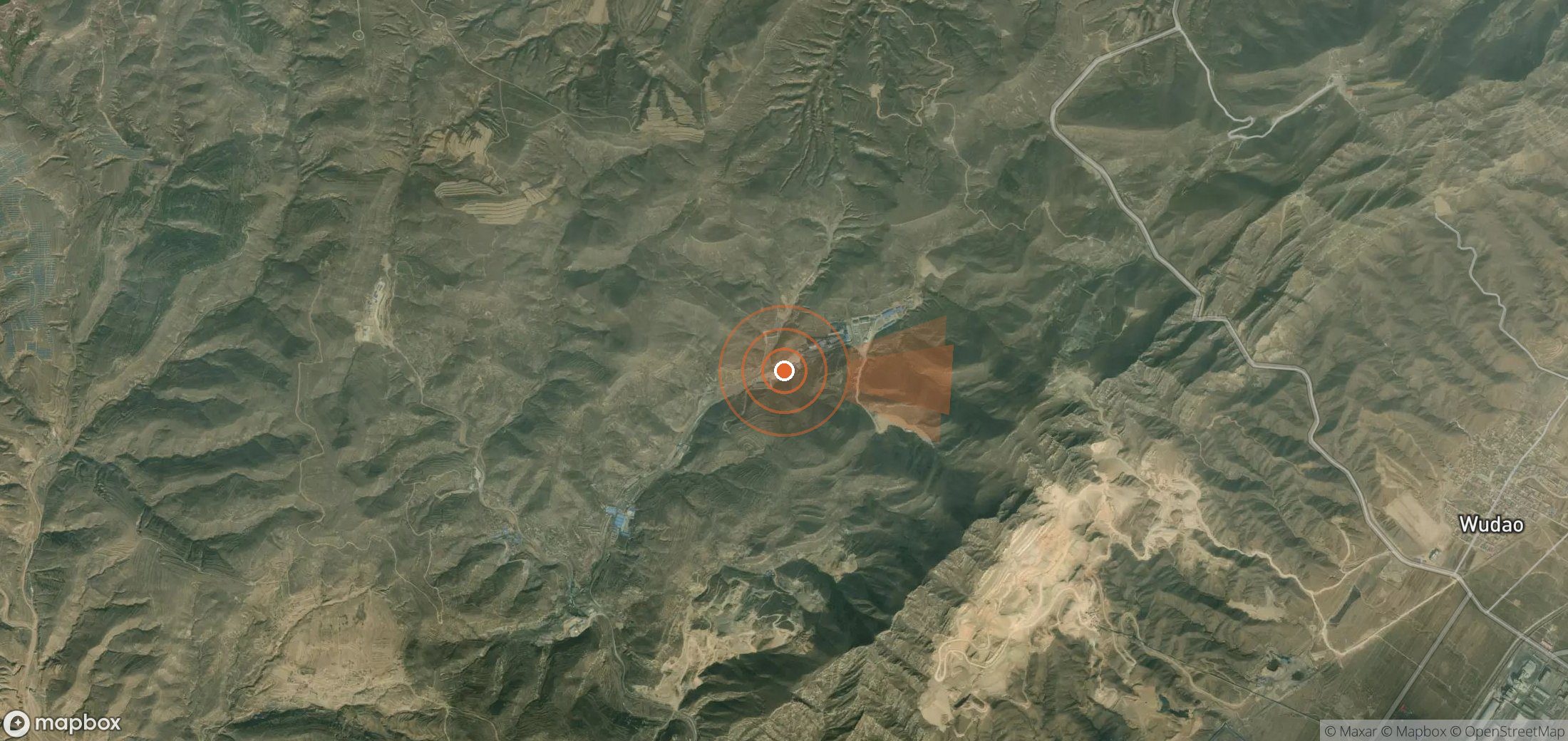 Satellite map of methane plume locations in China