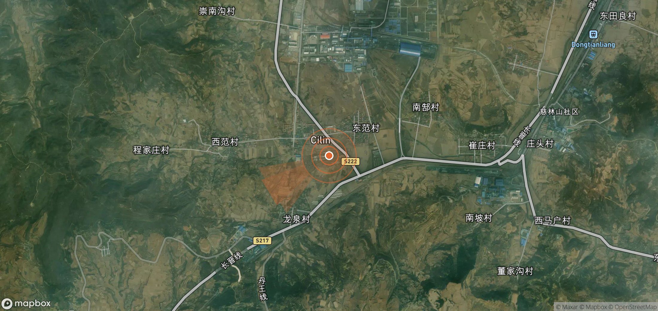 Satellite map of methane plume locations in China