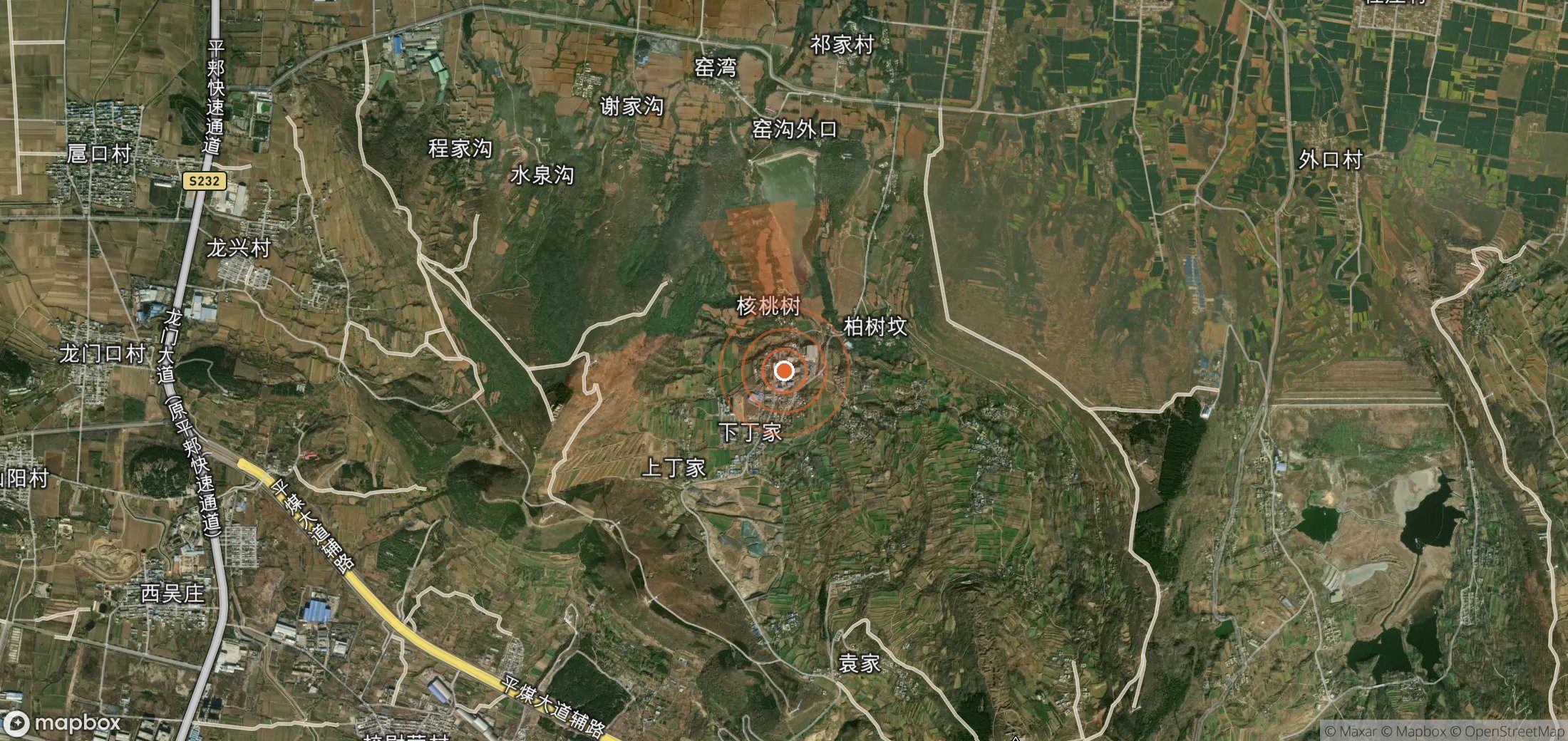 Satellite map of methane plume locations in China