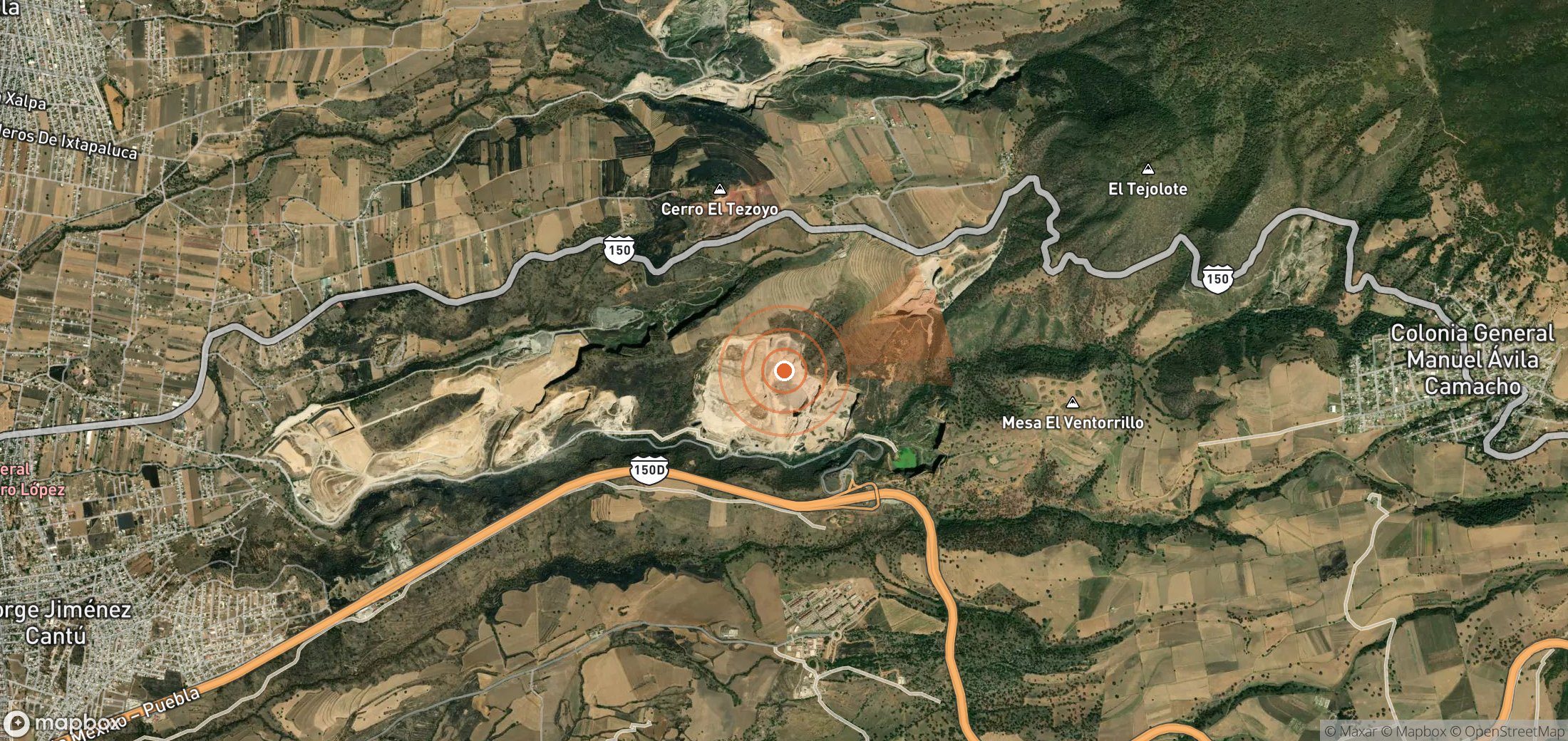 Satellite map of methane plume locations in Mexico