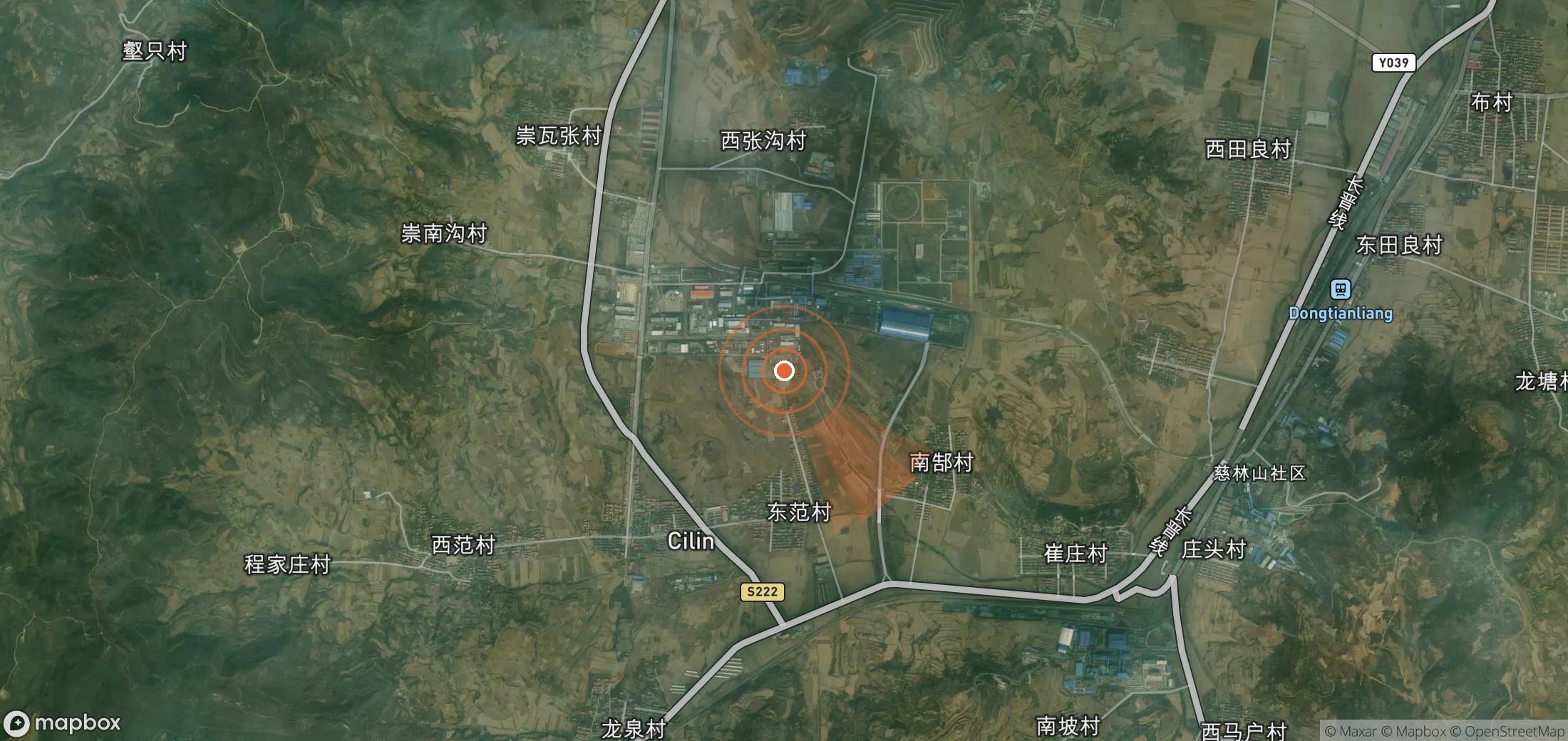 Satellite map of methane plume locations in China