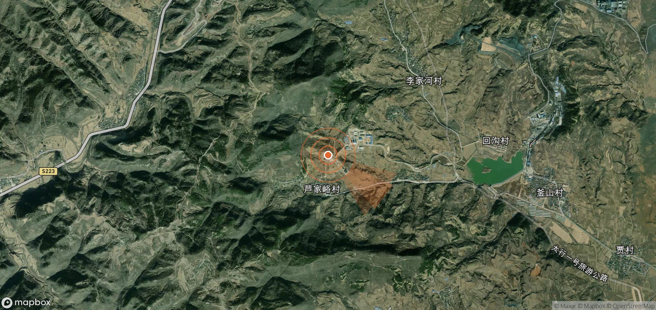 Mapa satelital de plumas de metano en China
