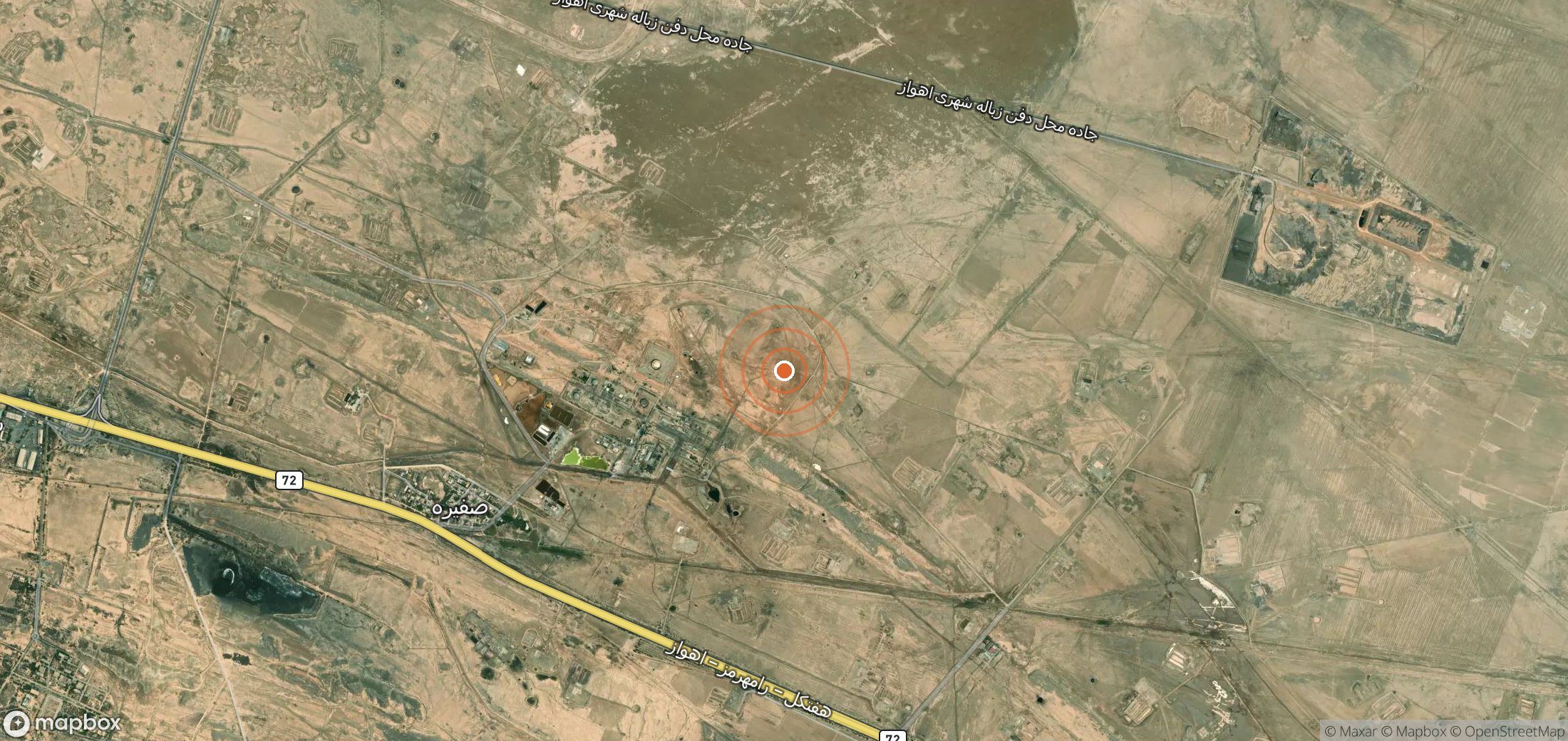 Satellite map of methane plume locations in Iran