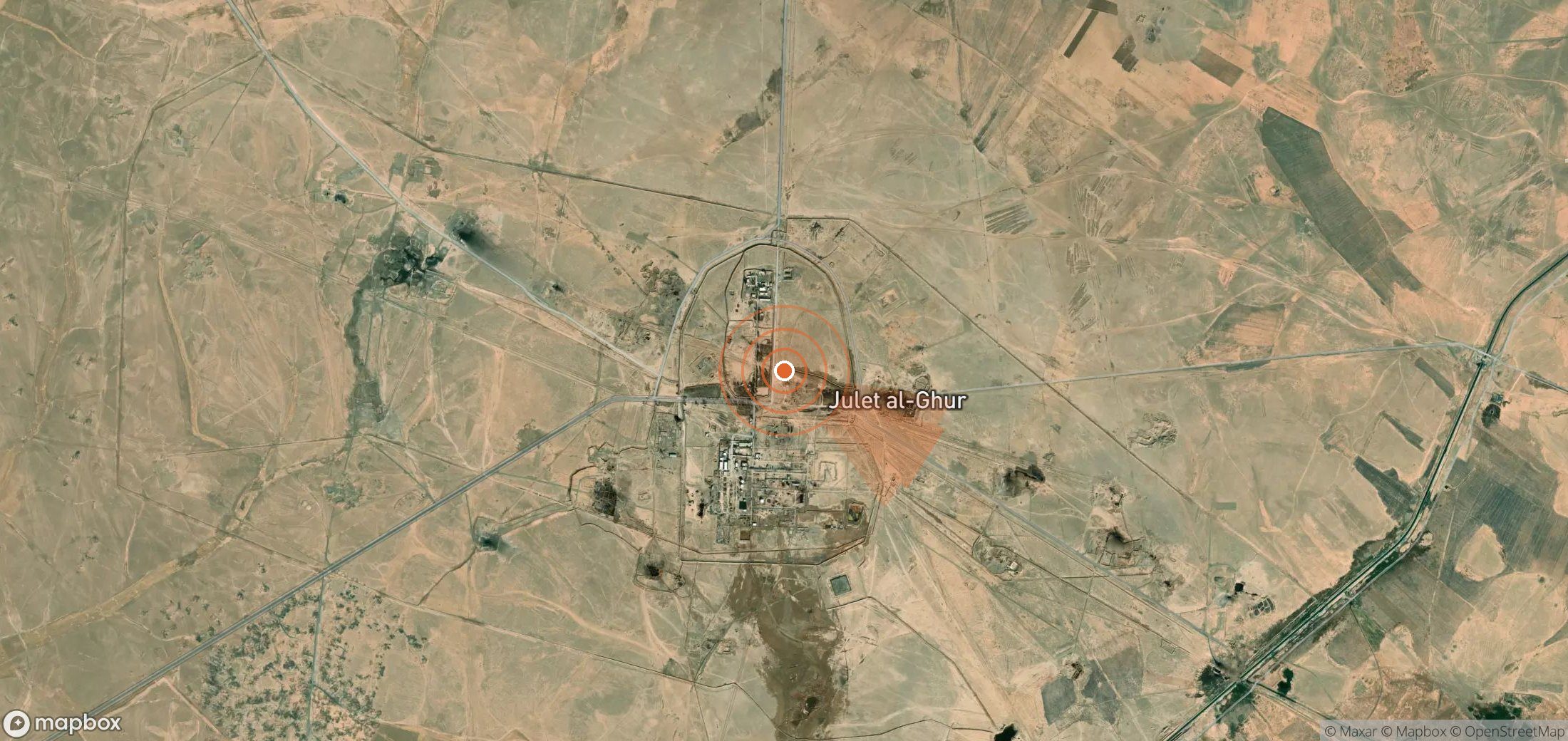 Mapa satelital de plumas de metano en Siria