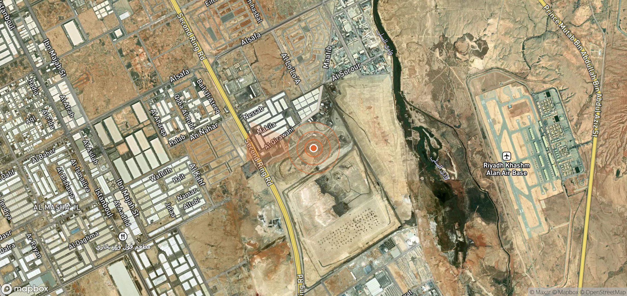 Satellite map of methane plume locations in Saudi Arabia