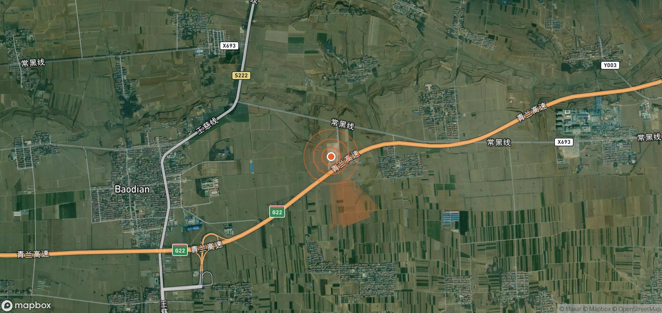 Satellite map of methane plume locations in China