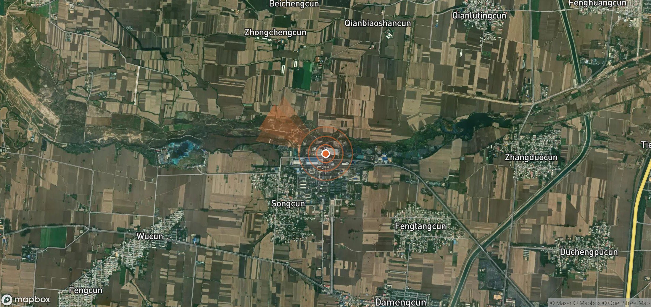Satellite map of methane plume locations in China