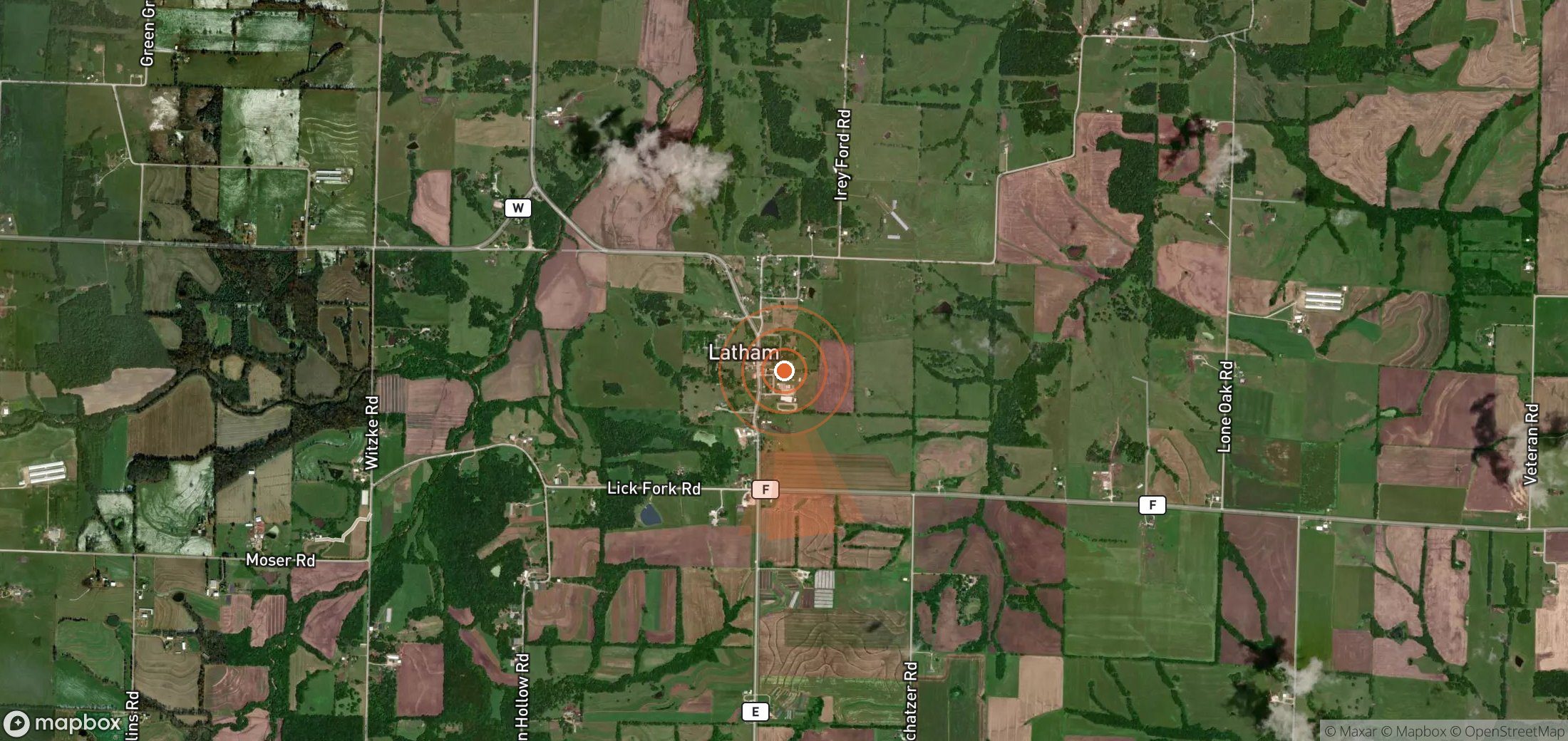 Satellite map of methane plume locations in United States