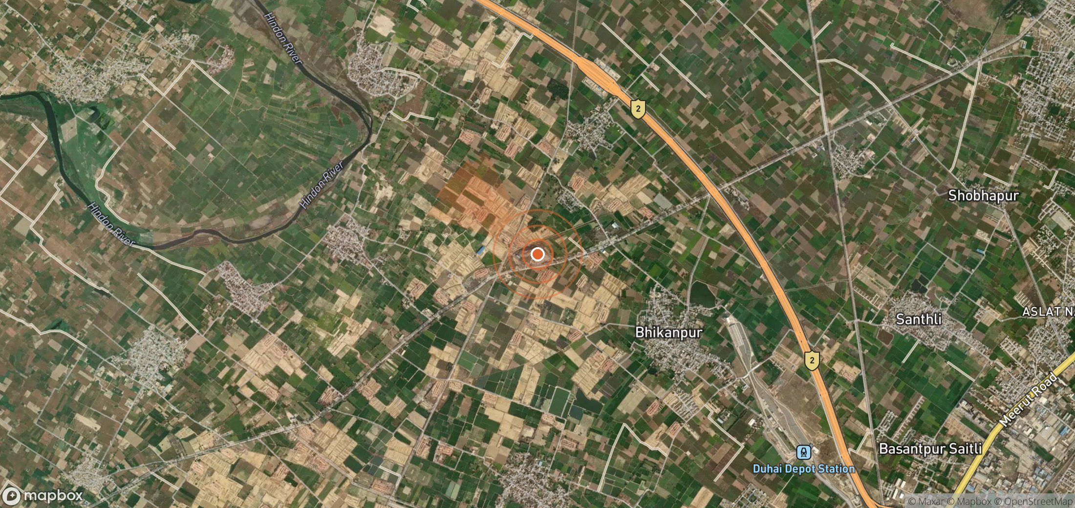 Satellite map of methane plume locations in India