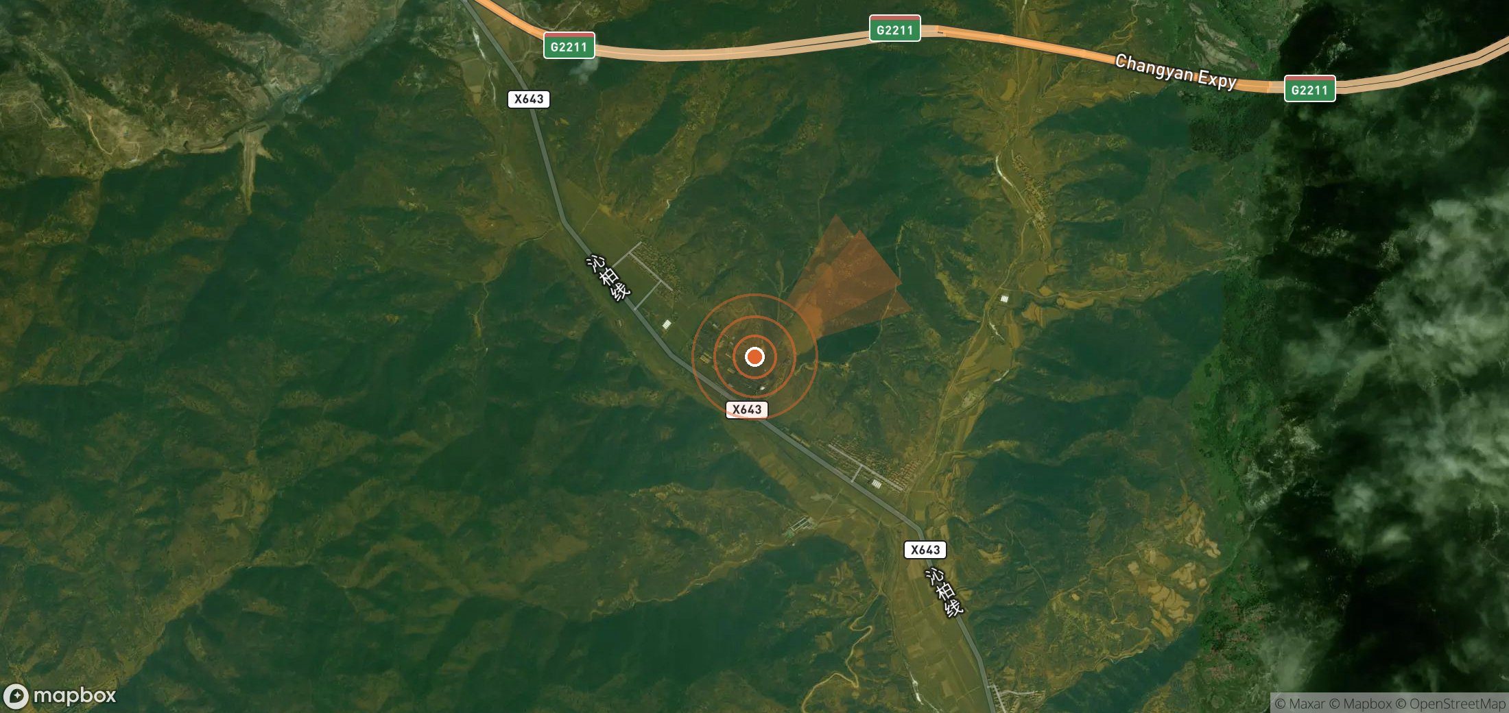 Mapa satelital de plumas de metano en China