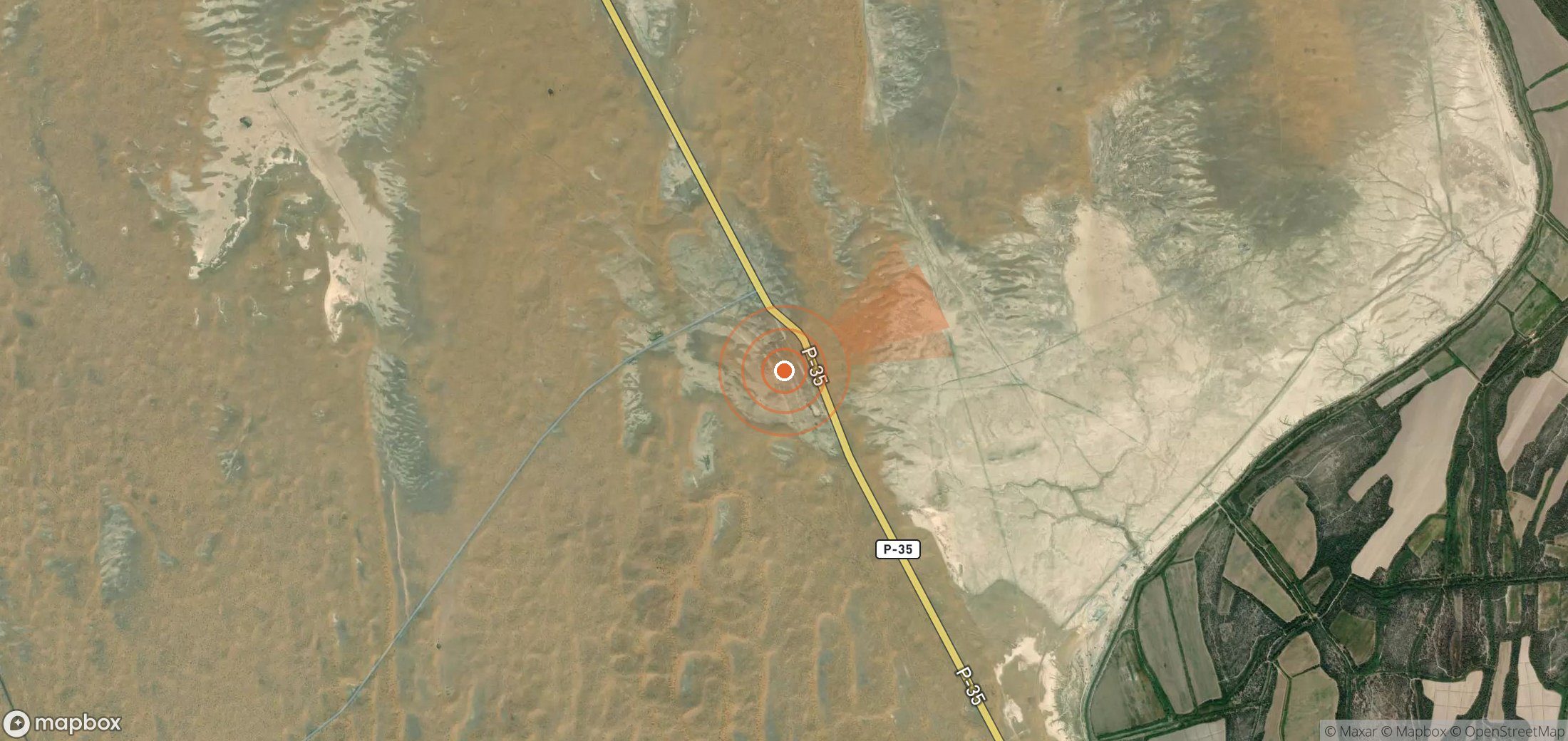 Satellite map of methane plume locations in Turkmenistan
