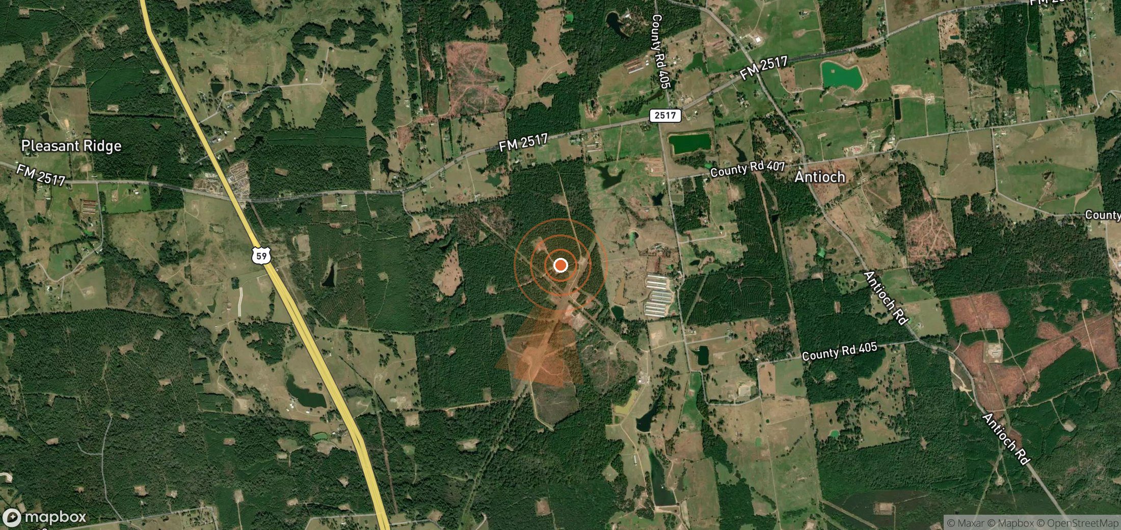 Satellite map of methane plume locations in United States
