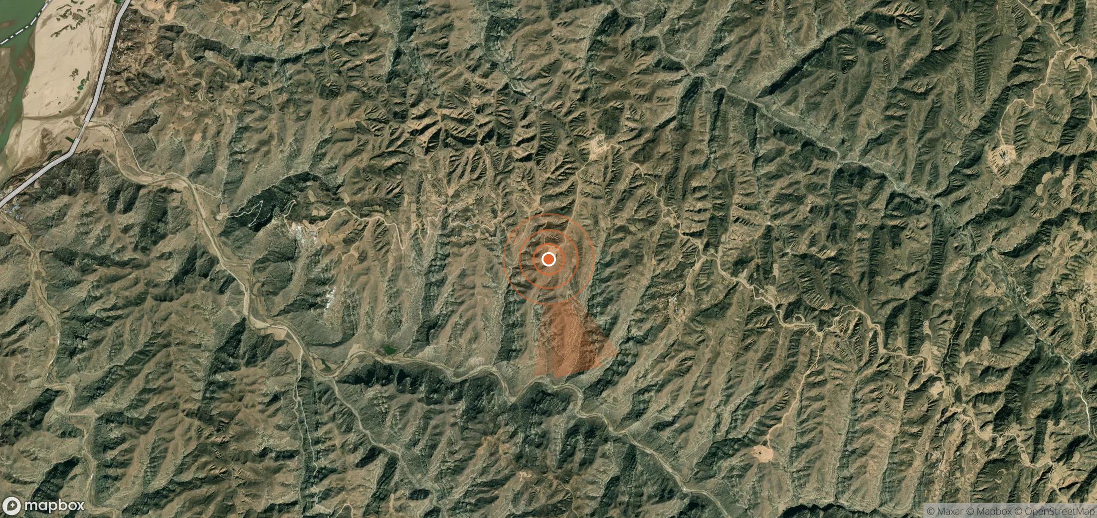 Satellite map of methane plume locations in China