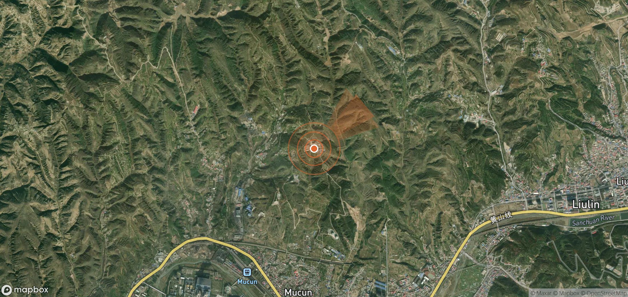 Satellite map of methane plume locations in China