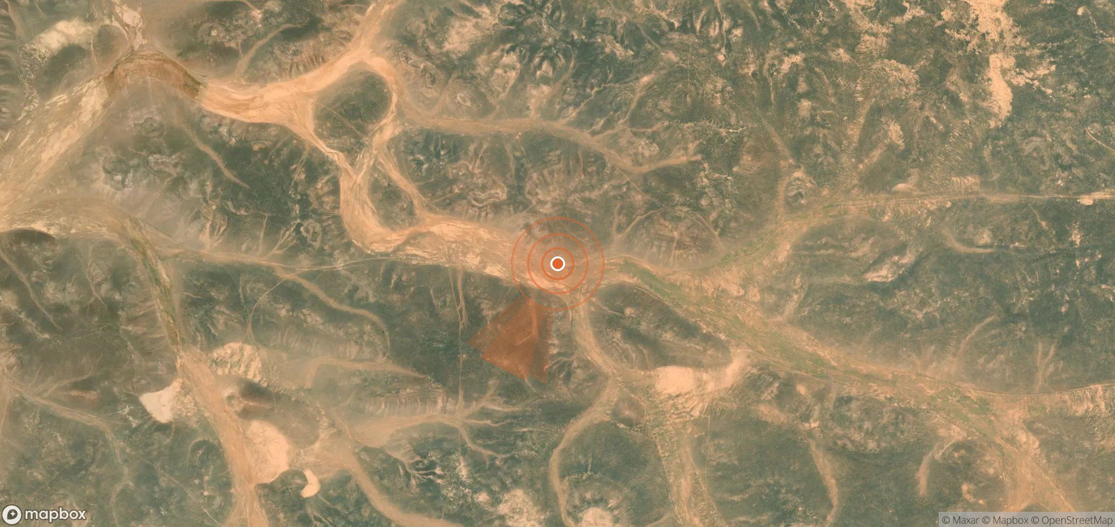 Satellite map of methane plume locations in Jordan