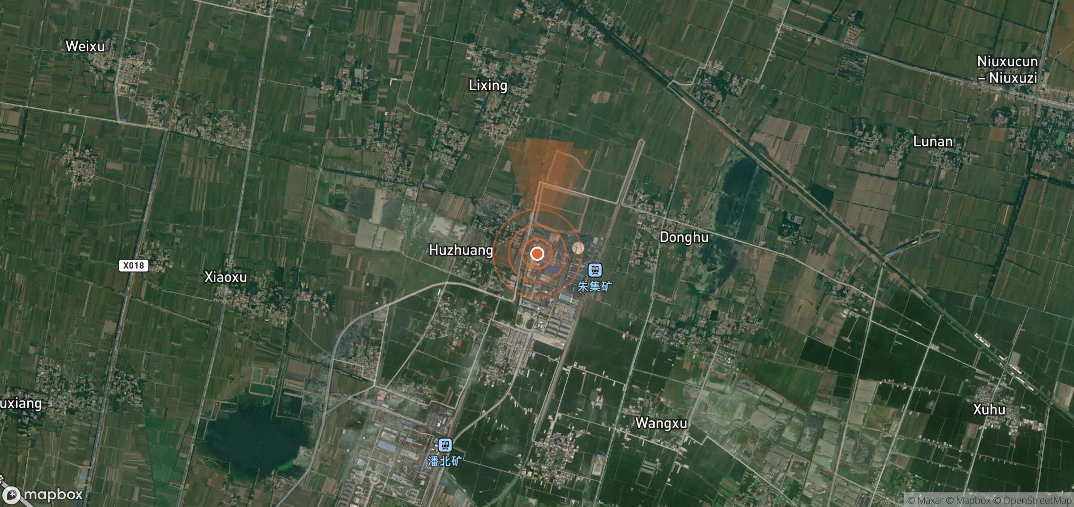 Satellite map of methane plume locations in China