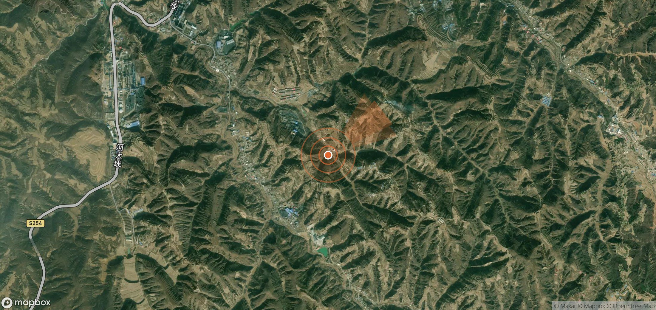Satellite map of methane plume locations in China