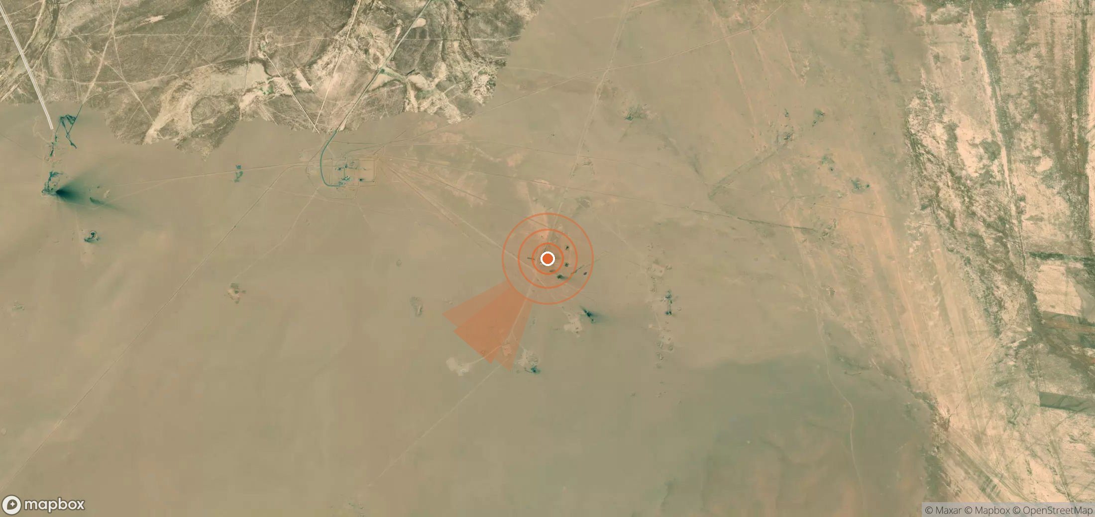 Satellite map of methane plume locations in Syria