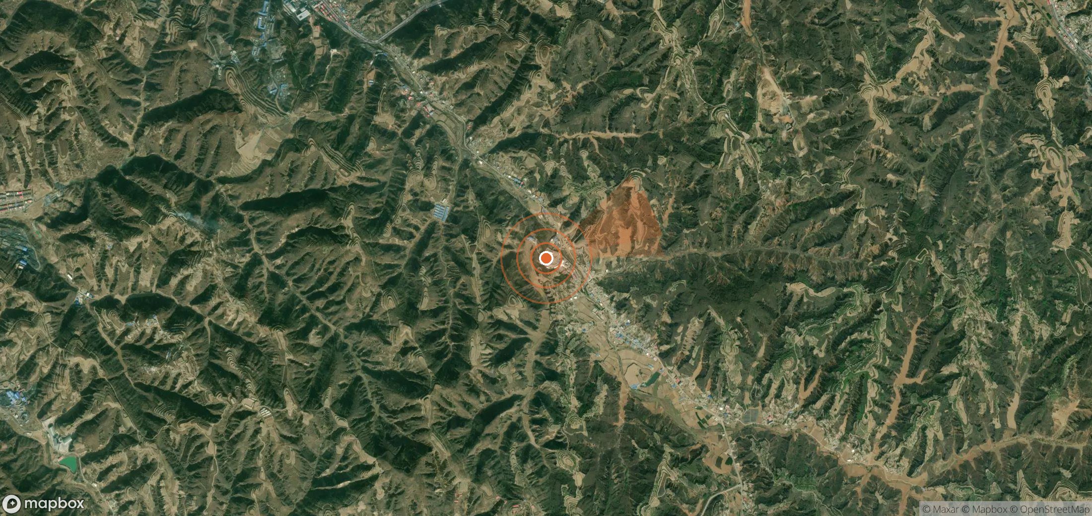 Satellite map of methane plume locations in China