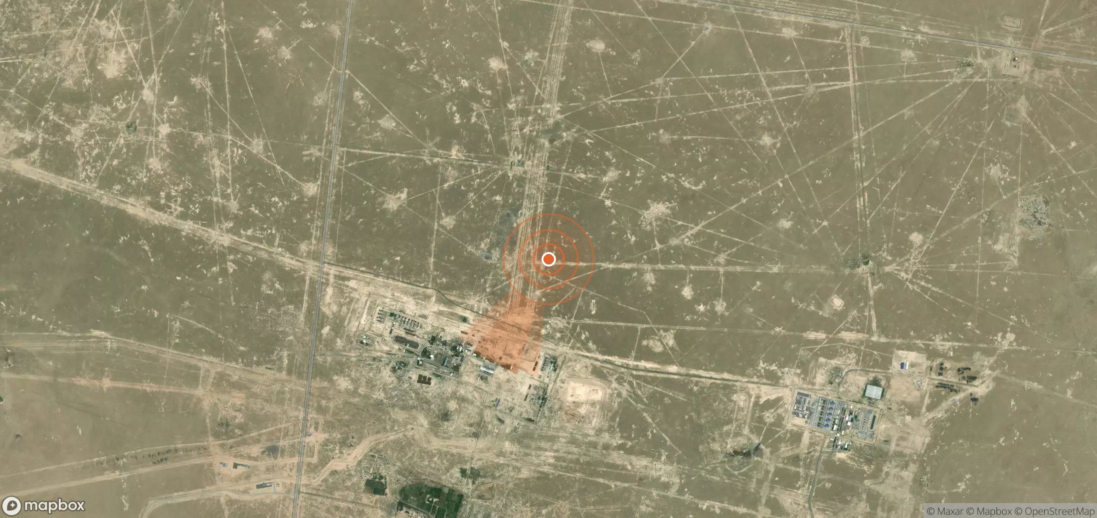 Satellite map of methane plume locations in Uzbekistan