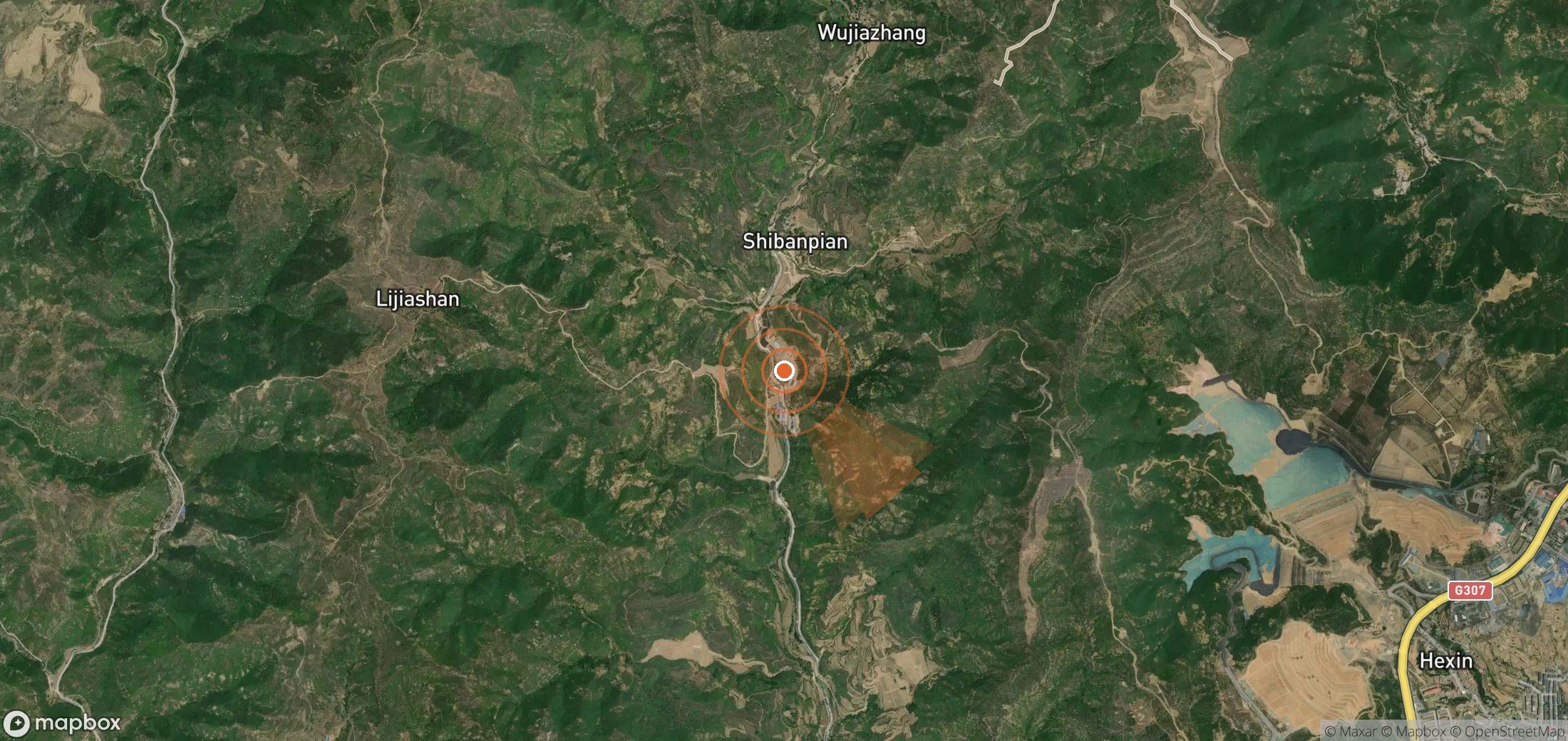 Satellite map of methane plume locations in China