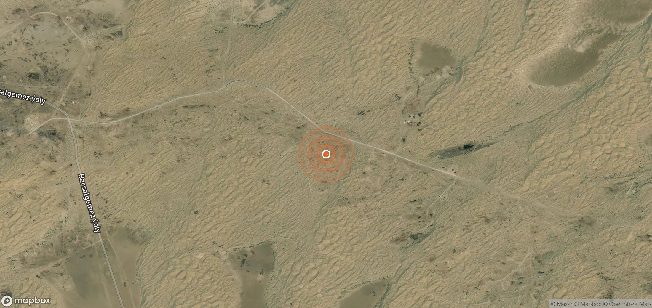 Satellite map of methane plume locations in Turkmenistan