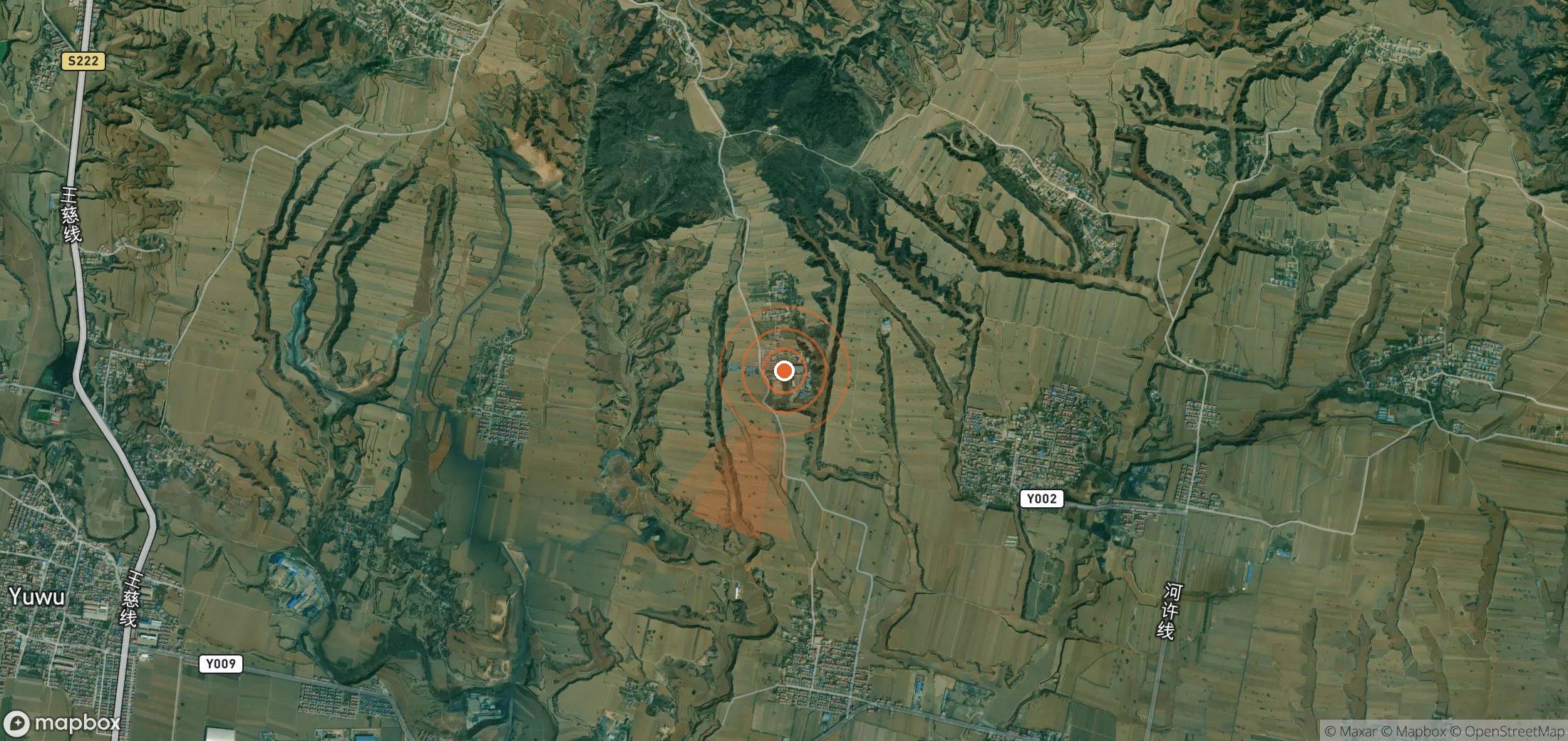 Mapa satelital de plumas de metano en China
